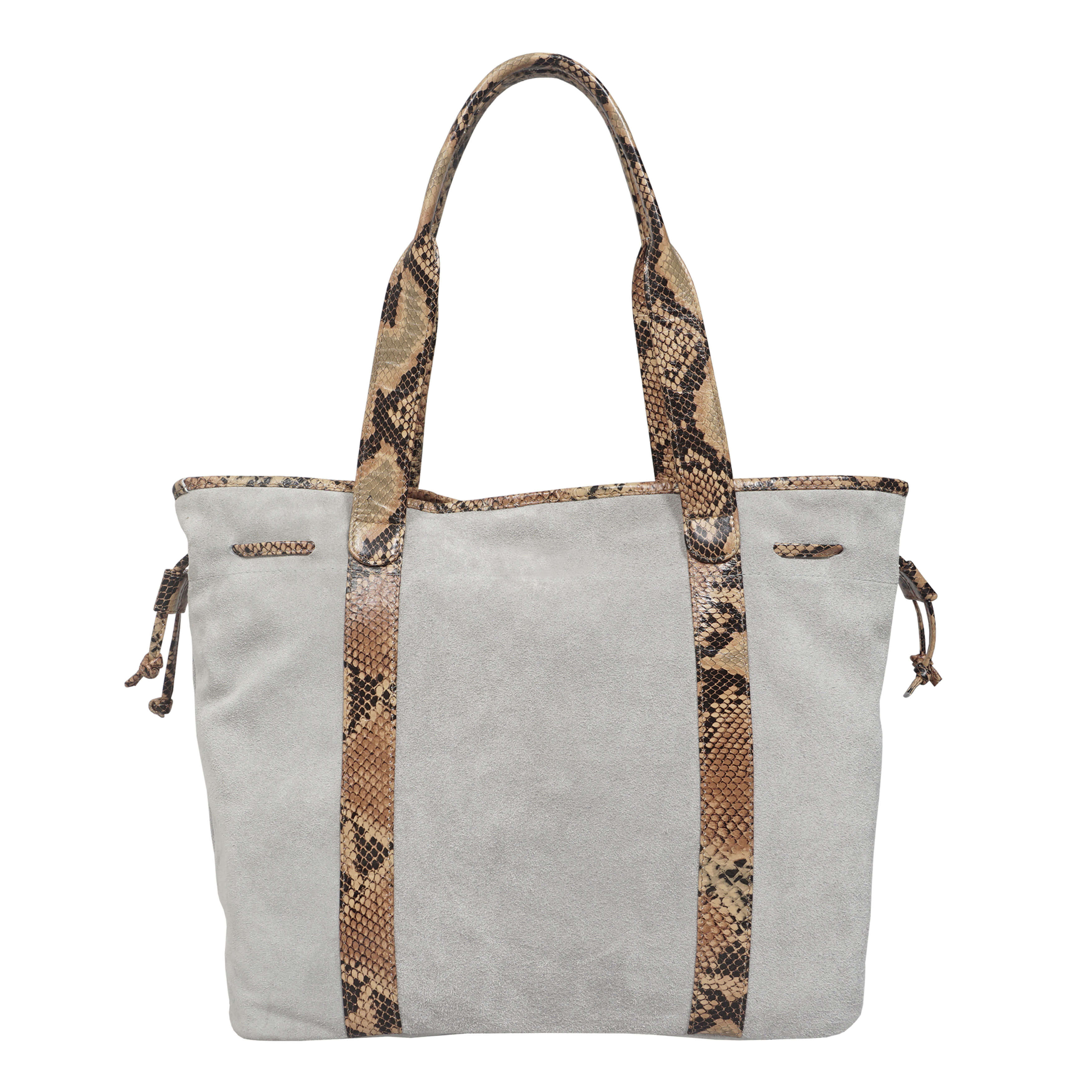 'POLLY' Ice Grey Real Suede Leather Oversized Designer Tote Bag