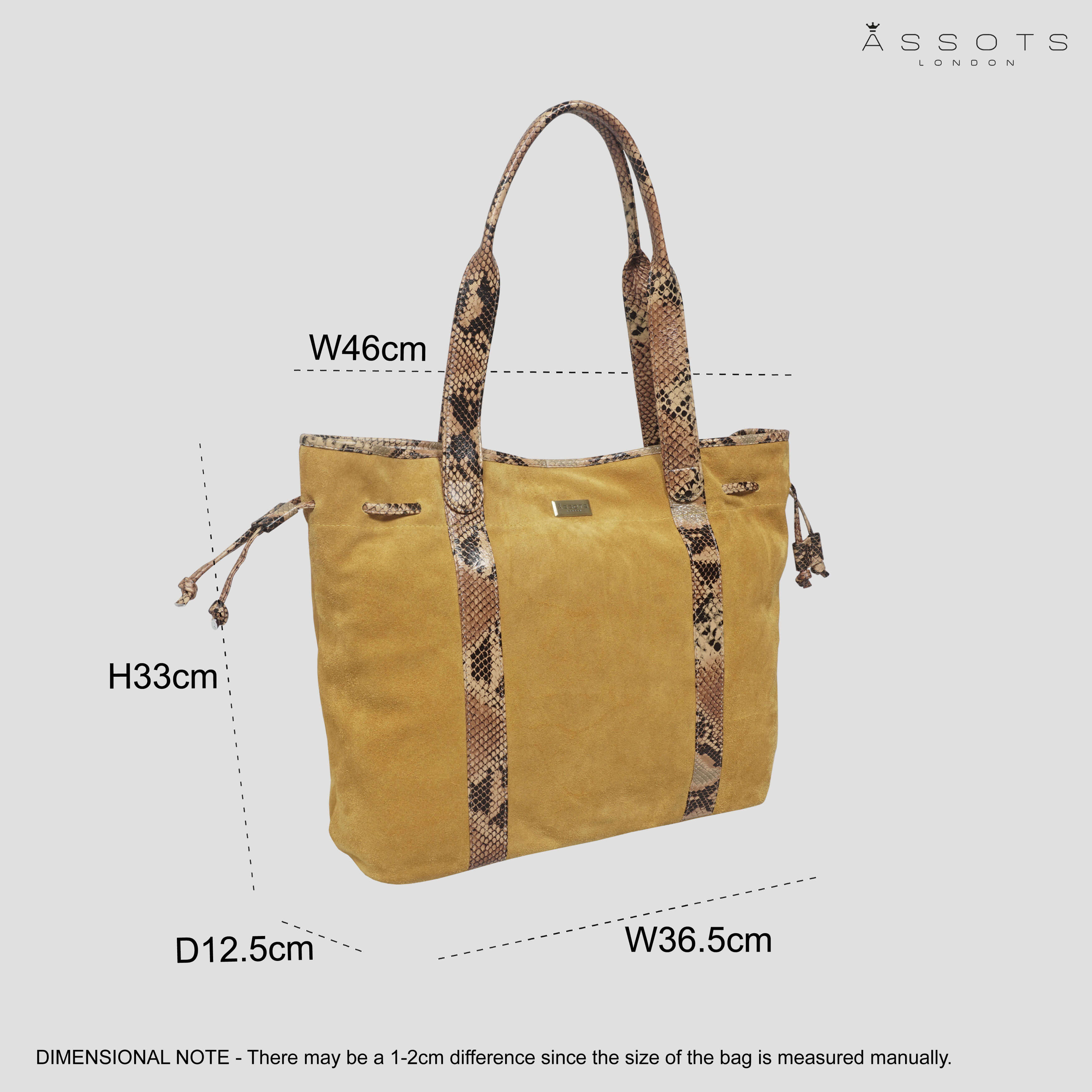 'POLLY' Mustard Real Suede Leather Oversized Designer Tote Bag