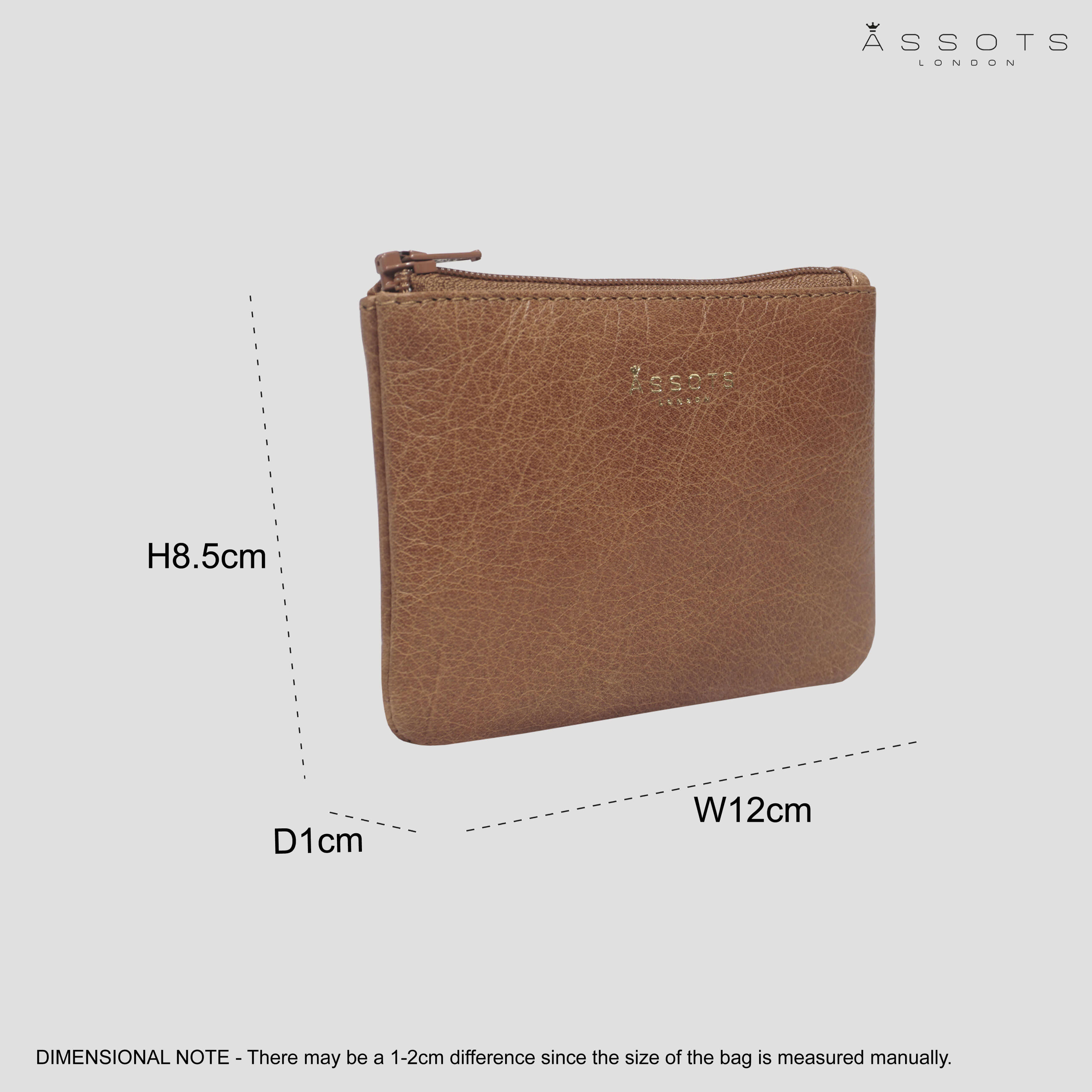 'Poppy' Tan Full Grain Leather Zip Top Coin Purse
