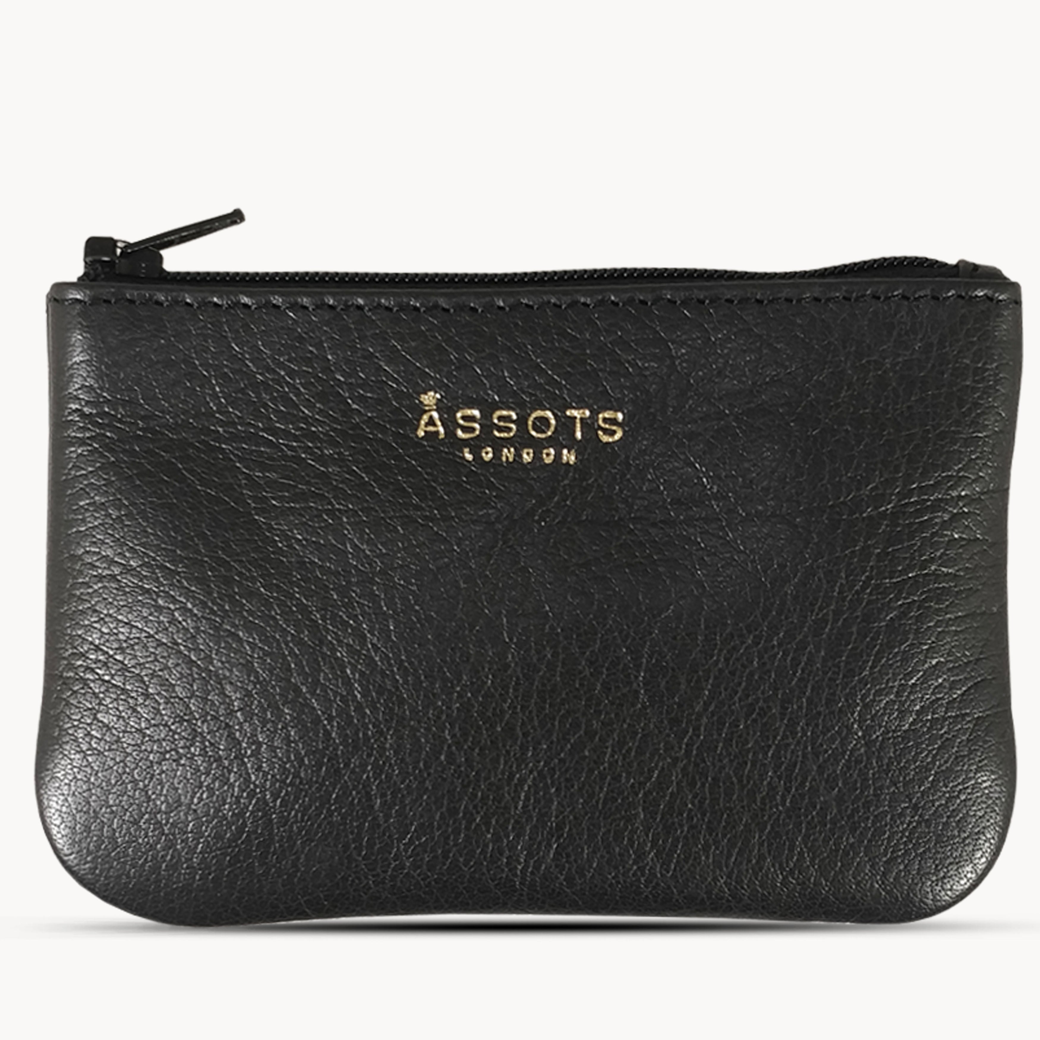 'Poppy' Black Full Grain Leather Zip Top Coin Purse