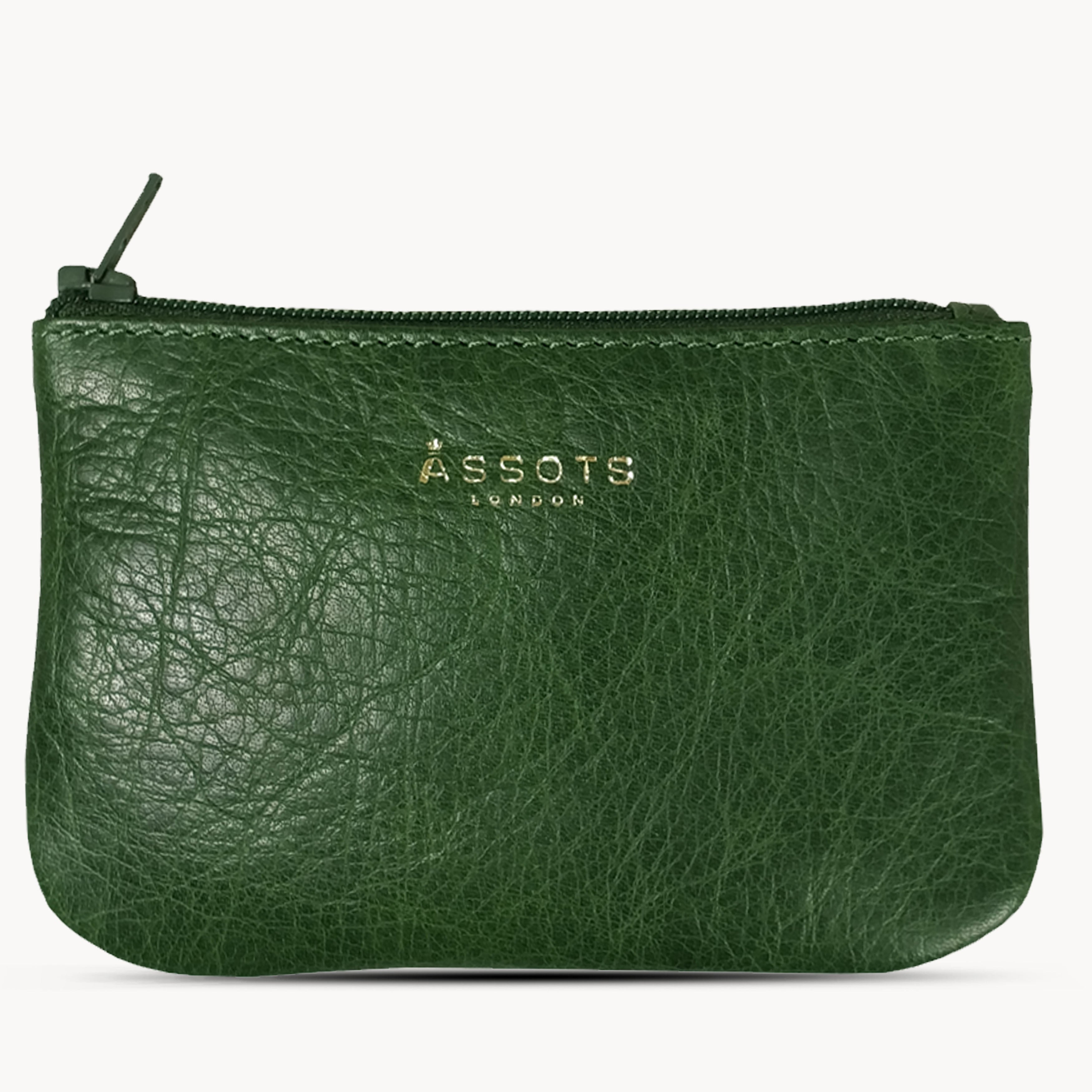 'Poppy' Tree Top Green Full Grain Leather Zip Top Coin Purse