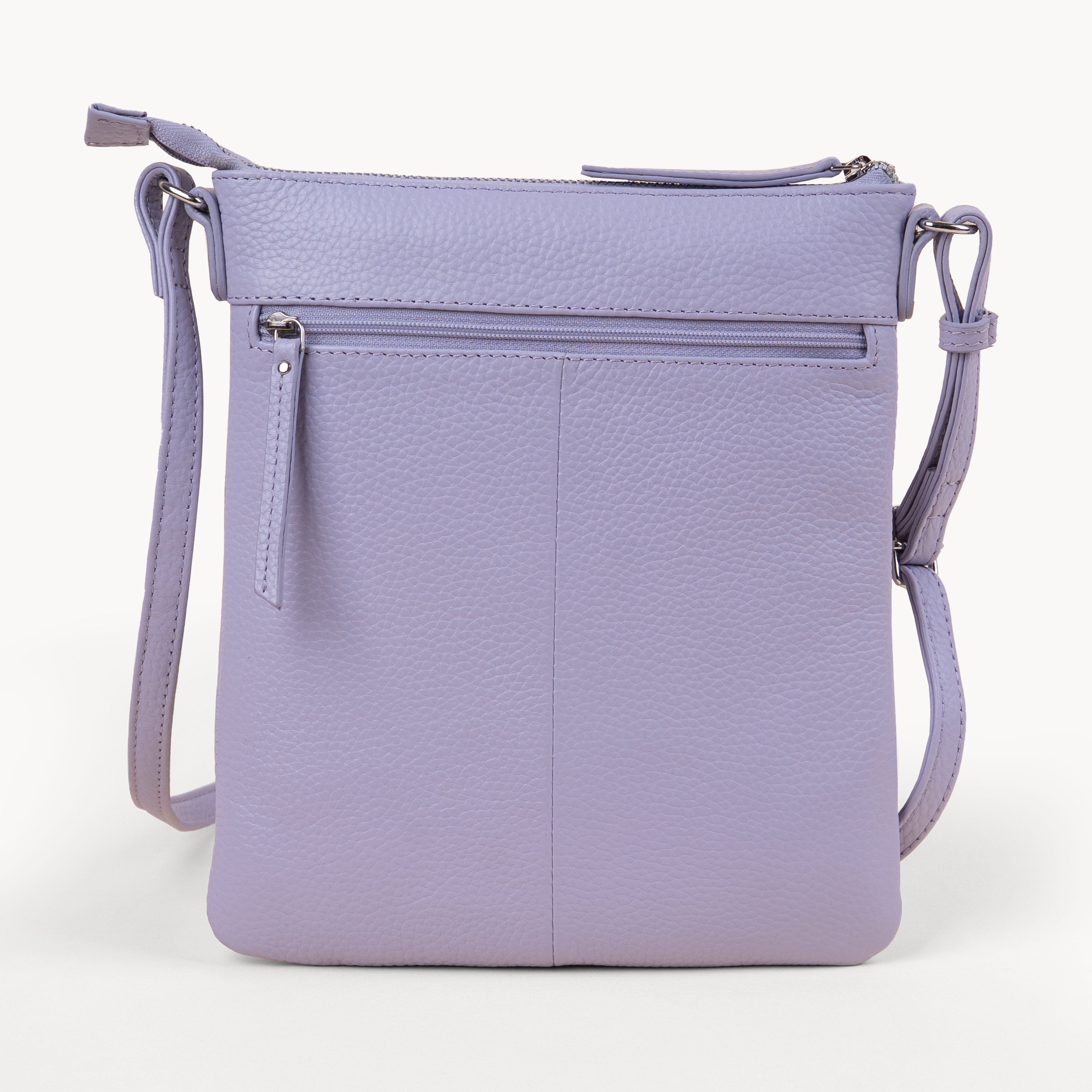 'ROSY' Lilac Pebble Grain Real Leather Crossbody Bag
