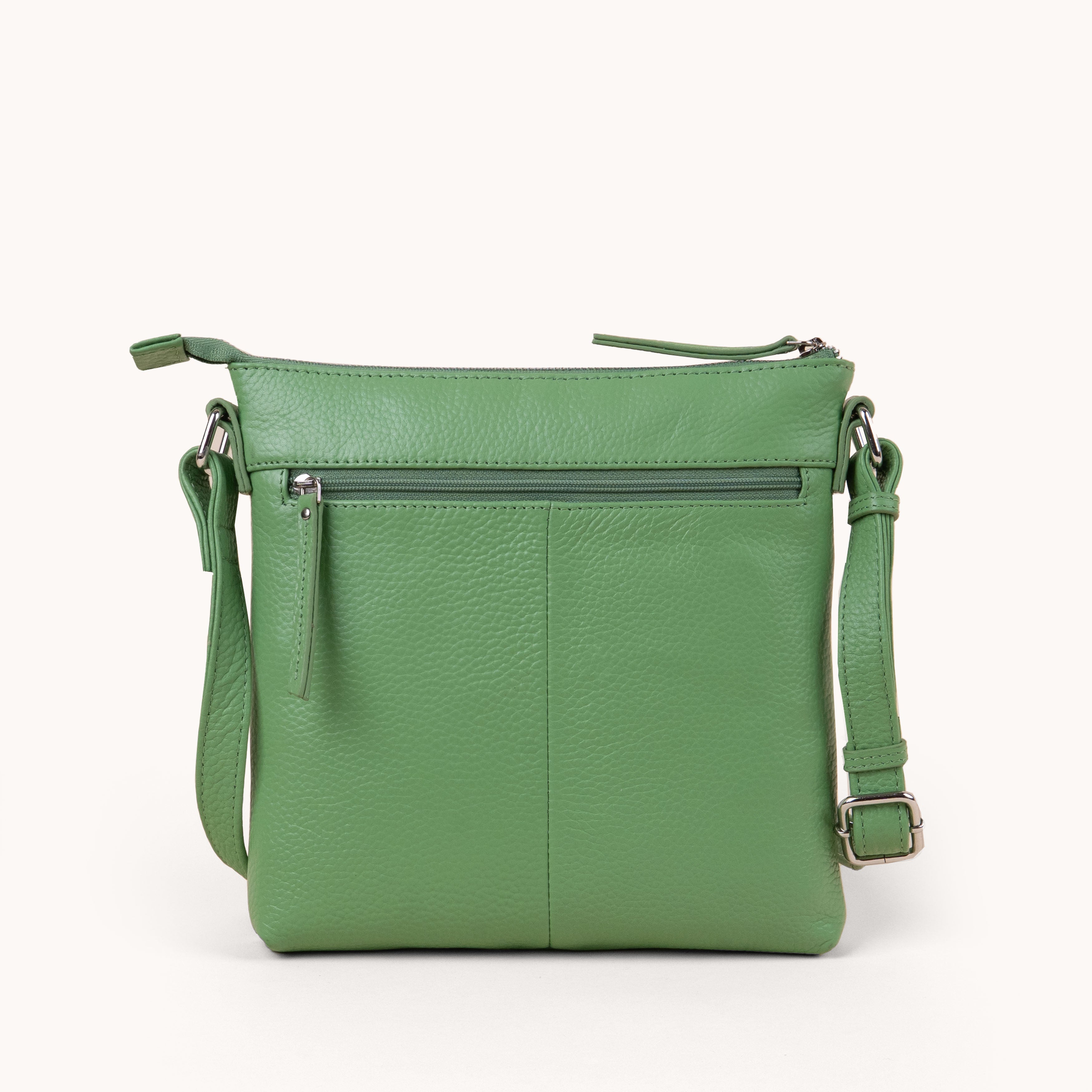 'RUE' Matcha Green Pebble Grain Real Leather Crossbody Bag