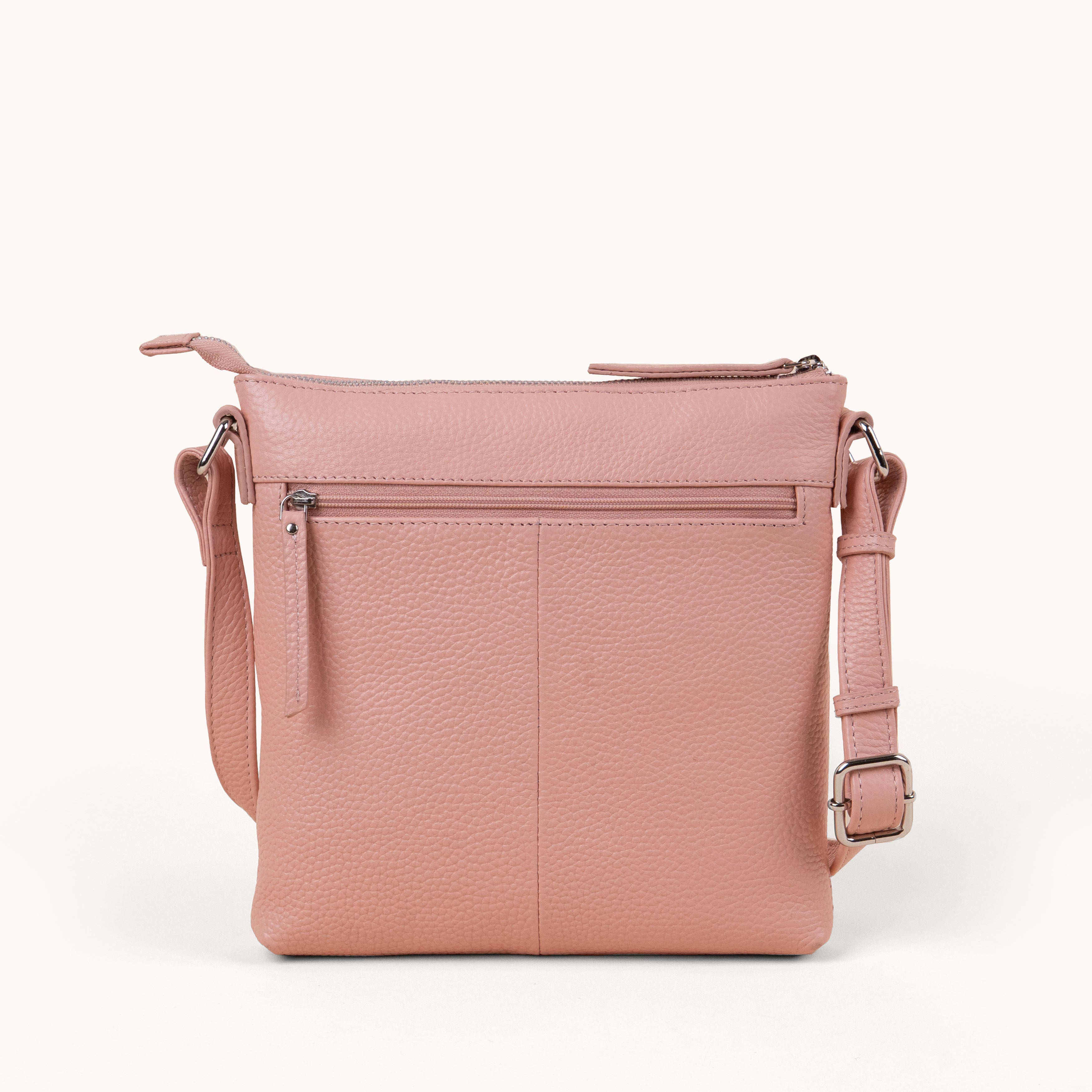 'RUE' Peach Pebble Grain Real Leather Crossbody Bag