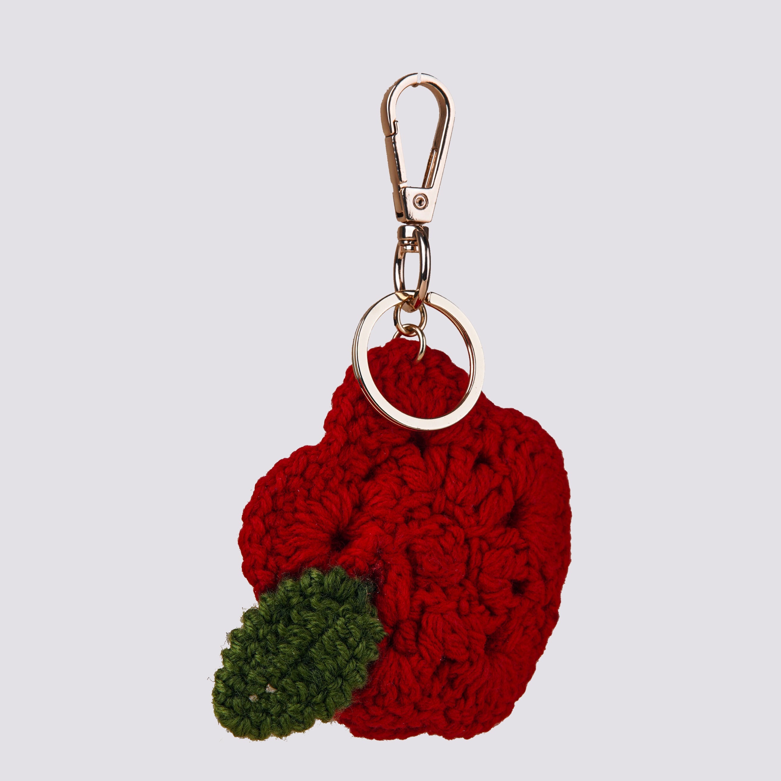 The Rose Hand Crochet Gold Charm Keyring