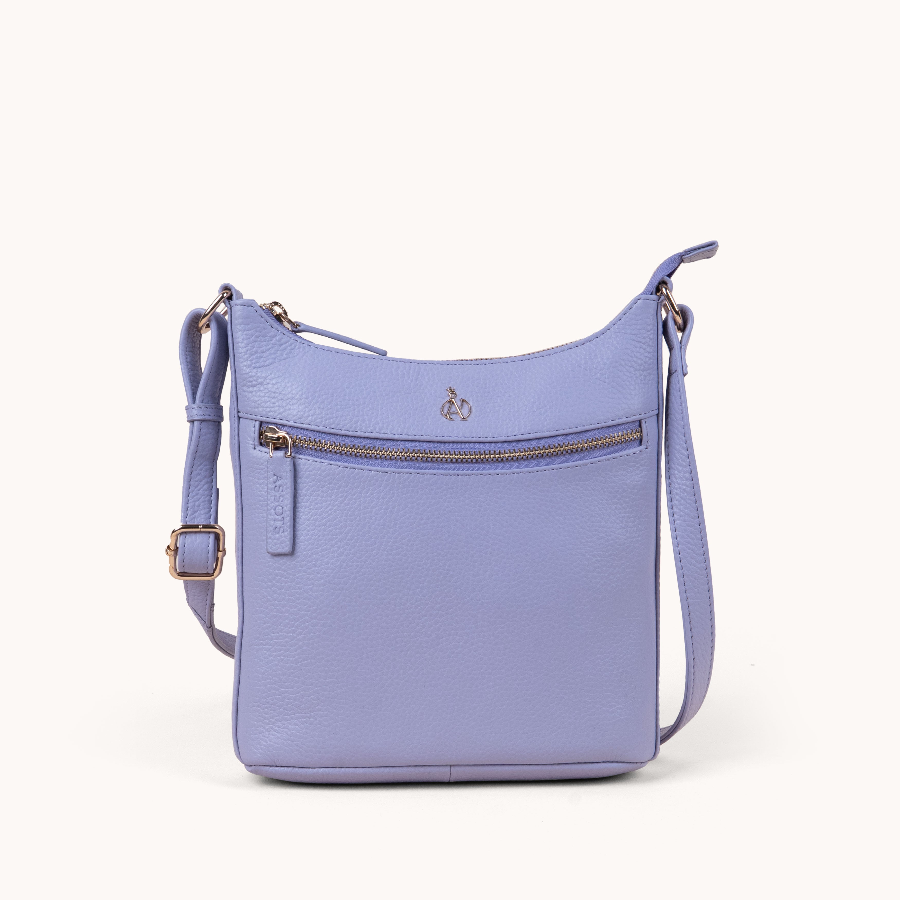 'SALLY' Lilac Pebble Grain Real Leather Crossbody Bag