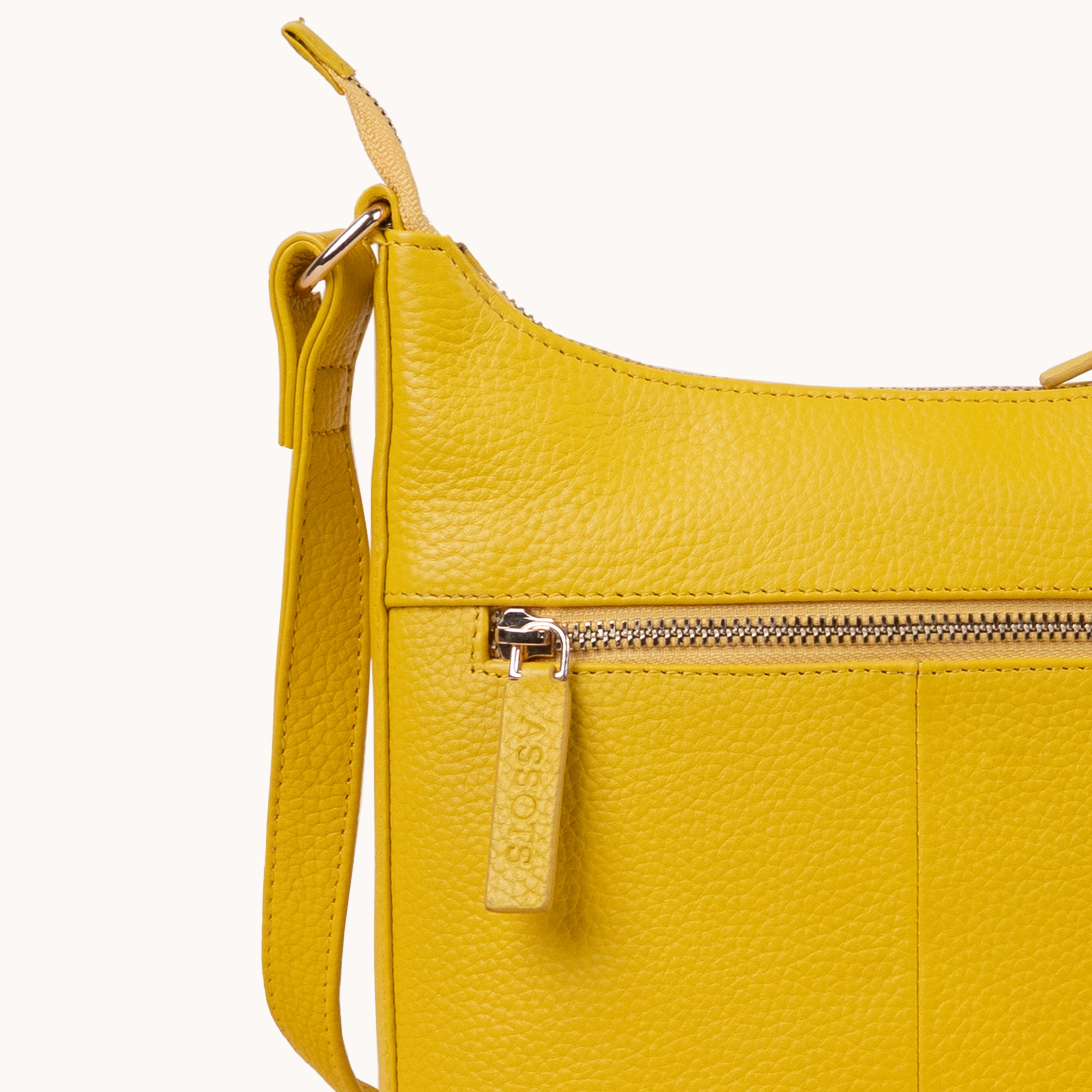 'SALLY' Sunflower Pebble Grain Real Leather Crossbody Bag