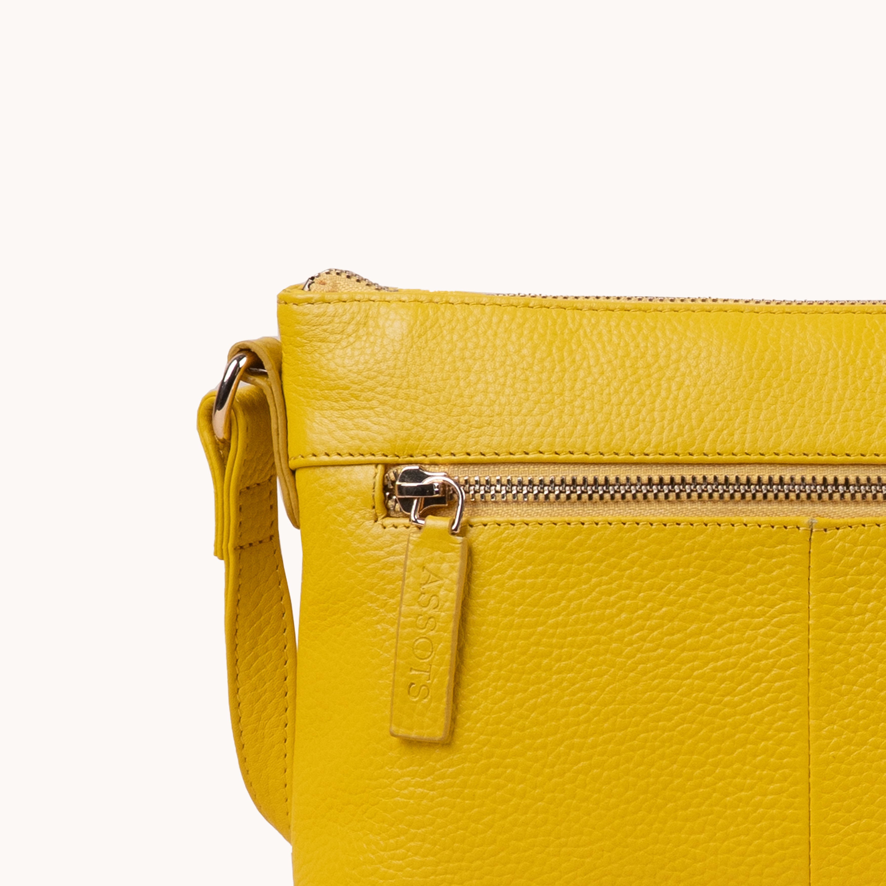 'BECKY' Sunflower Pebble Grain Real Leather Crossbody Bag