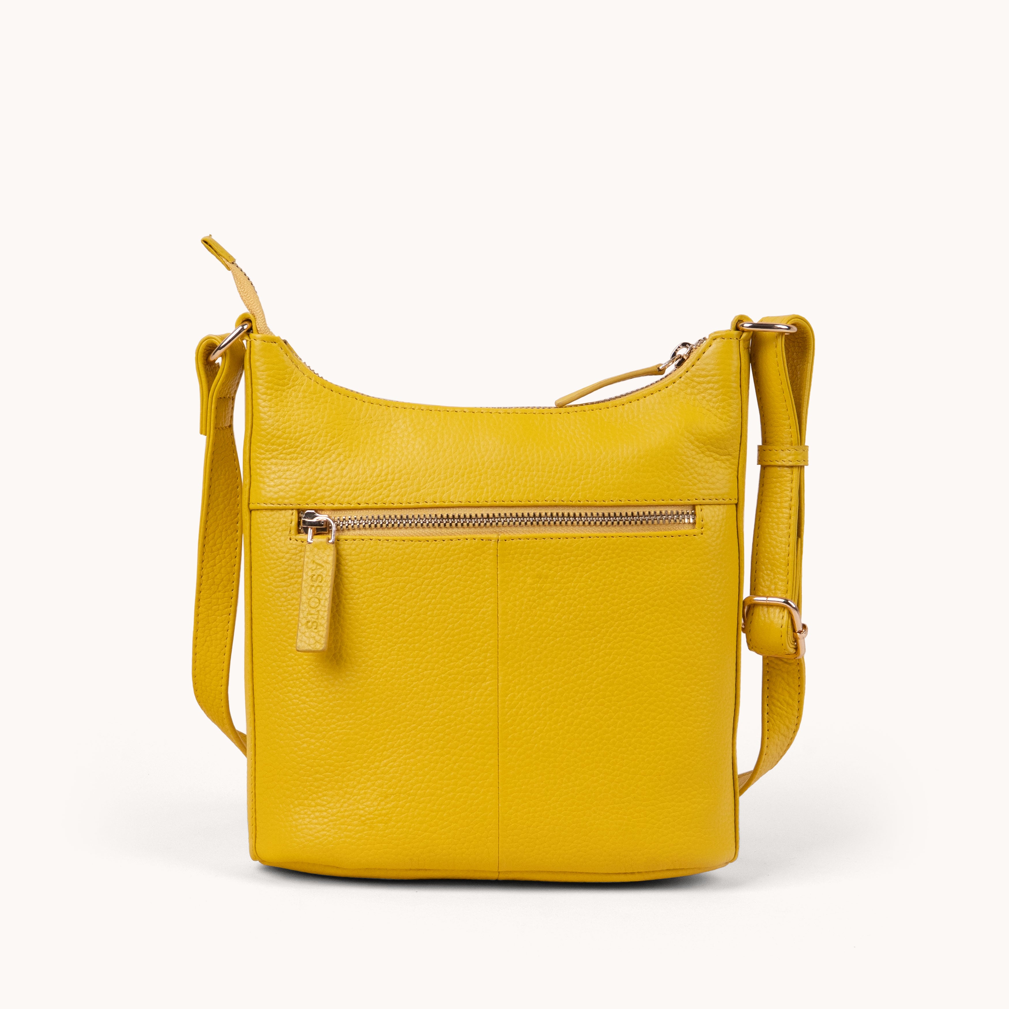 'SALLY' Sunflower Pebble Grain Real Leather Crossbody Bag