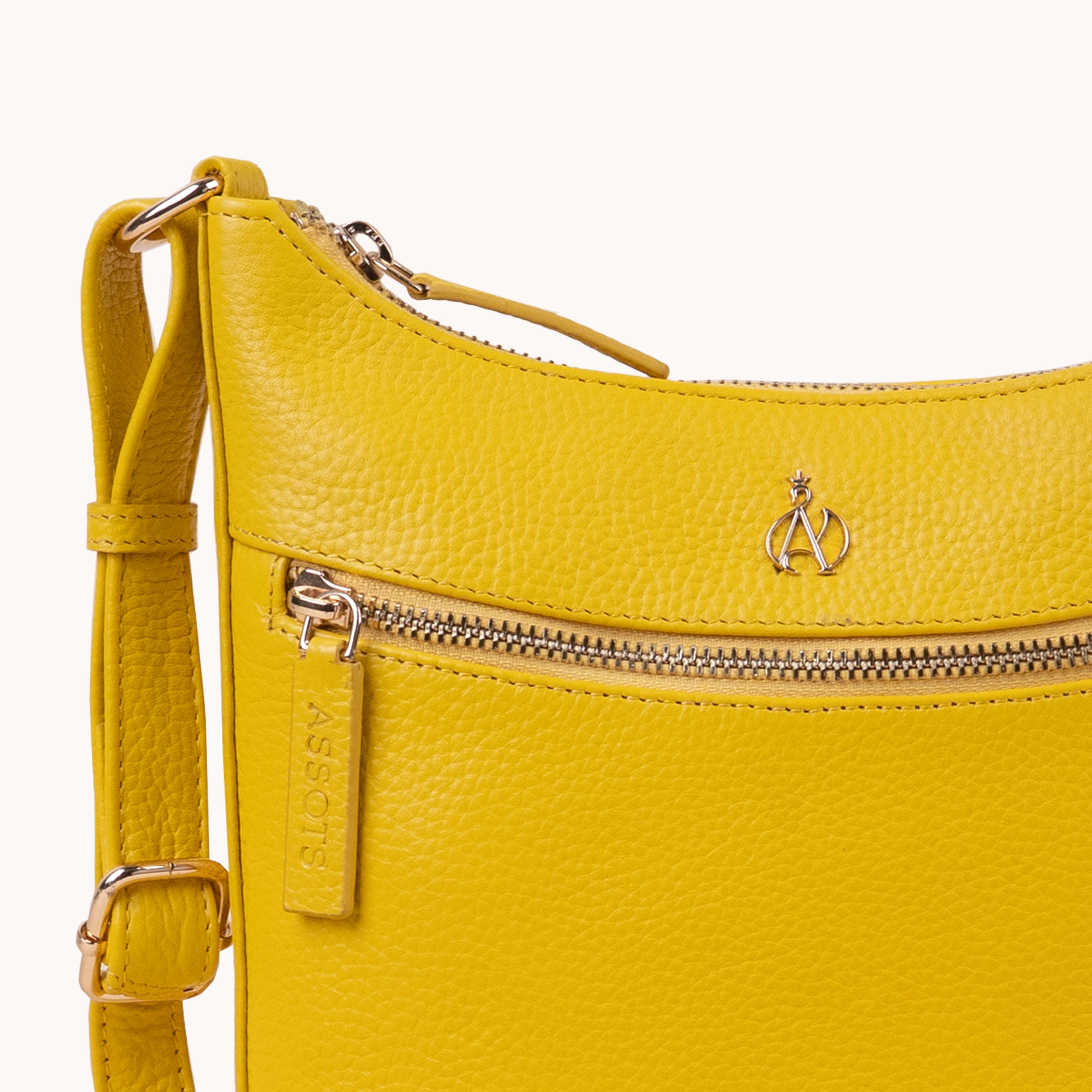'SALLY' Sunflower Pebble Grain Real Leather Crossbody Bag