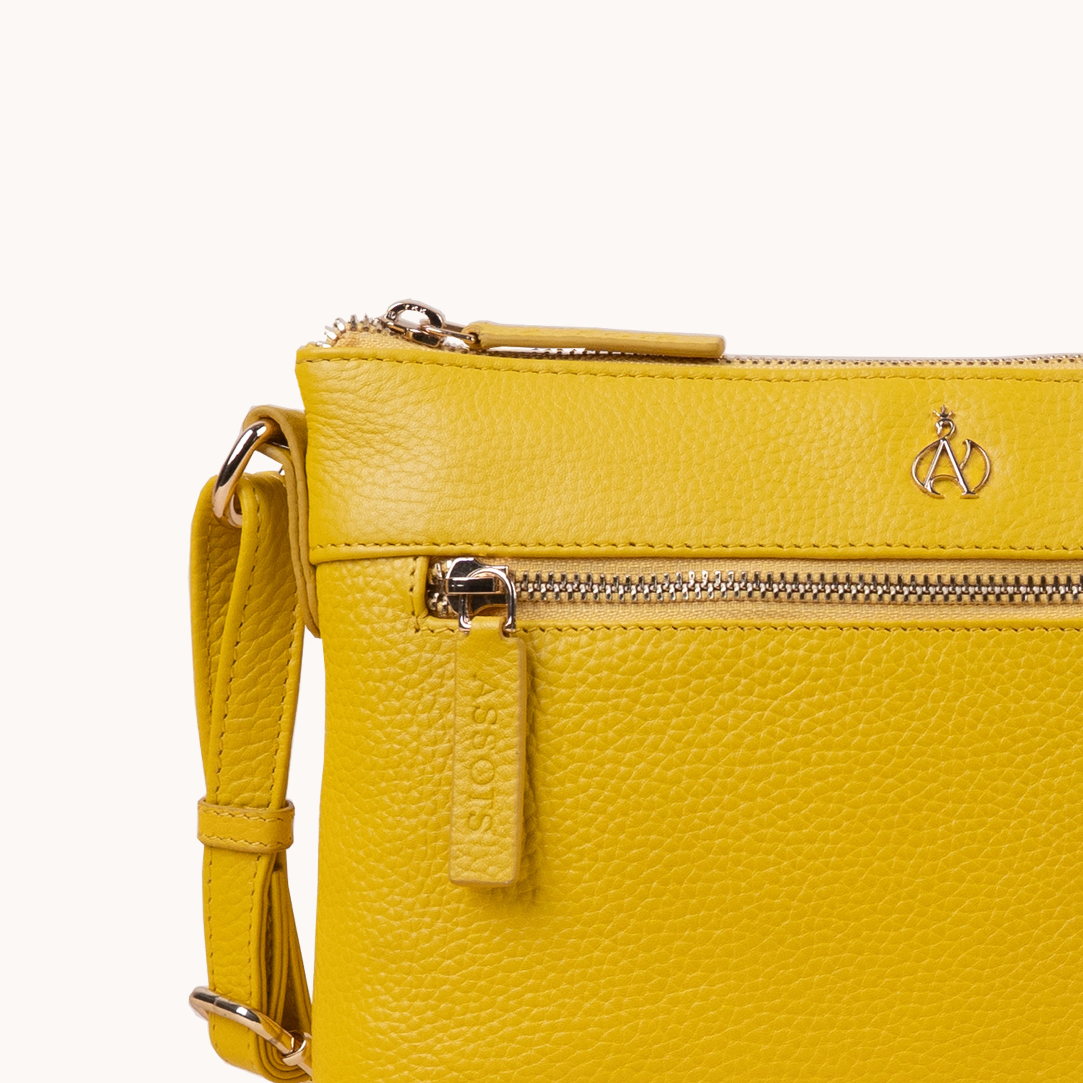 'BECKY' Sunflower Pebble Grain Real Leather Crossbody Bag