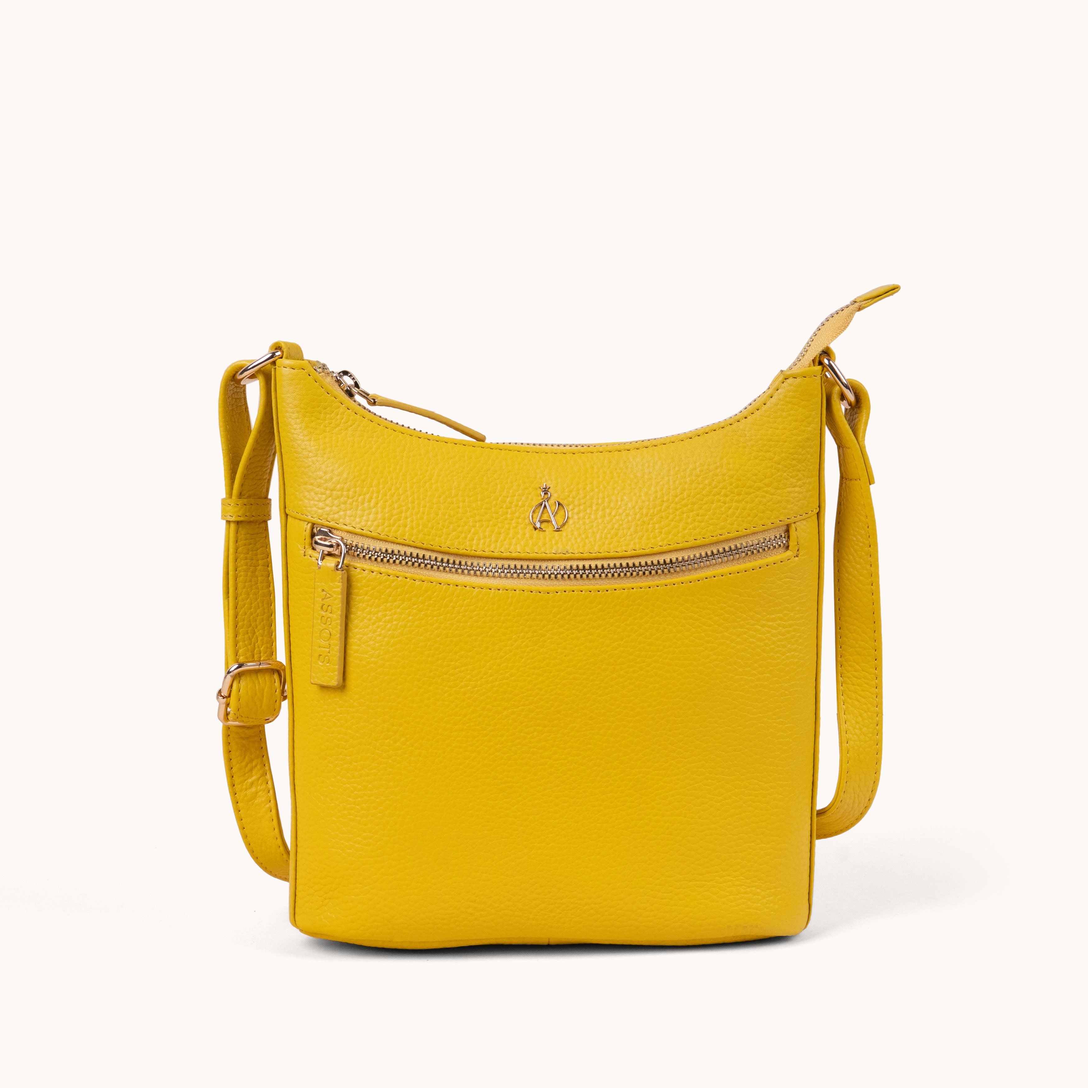'SALLY' Sunflower Pebble Grain Real Leather Crossbody Bag