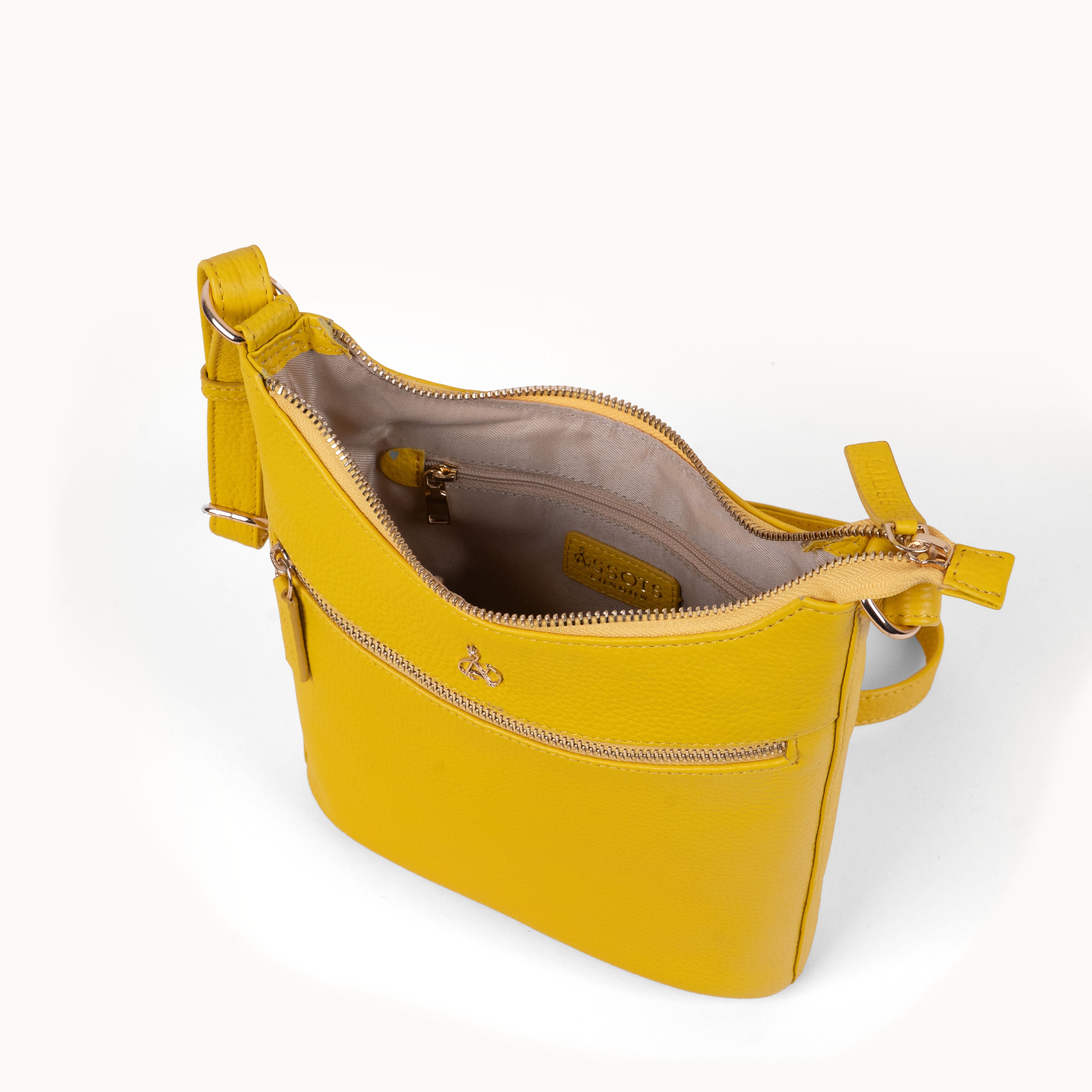 'SALLY' Sunflower Pebble Grain Real Leather Crossbody Bag