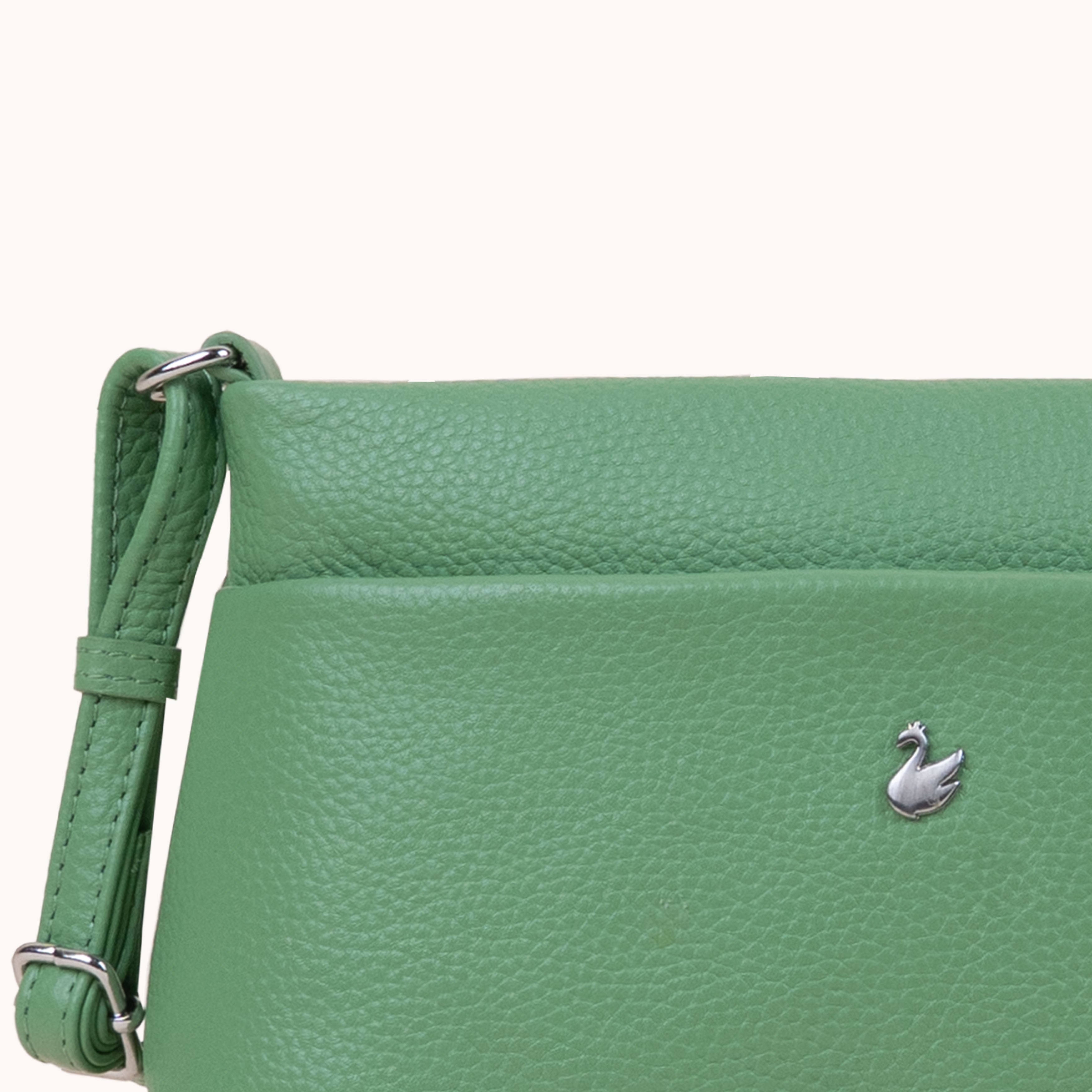 'SANDRA' Matcha Green Pebble Grain Real Leather Crossbody Bag