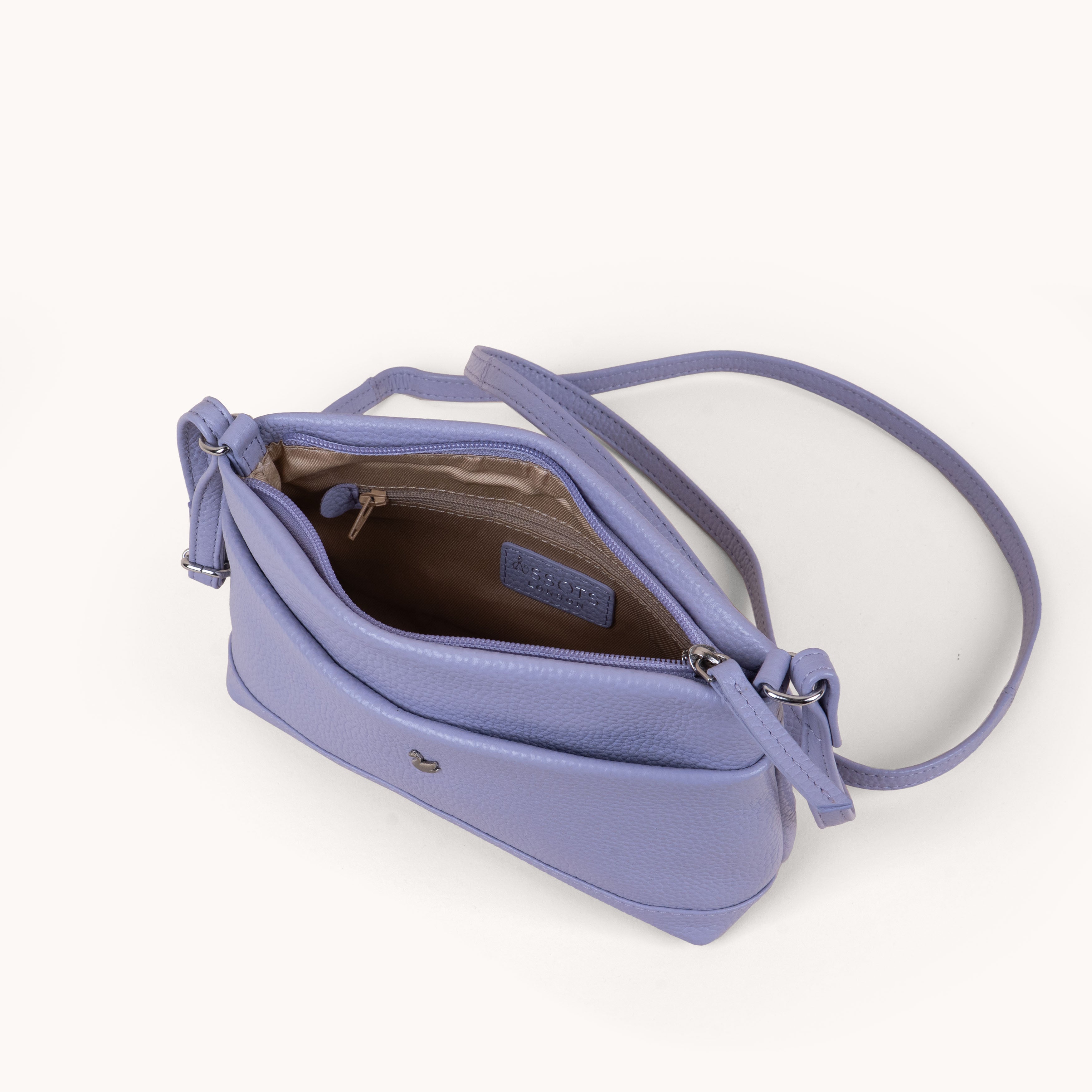 'SANDRA' Lilac Pebble Grain Real Leather Crossbody Bag