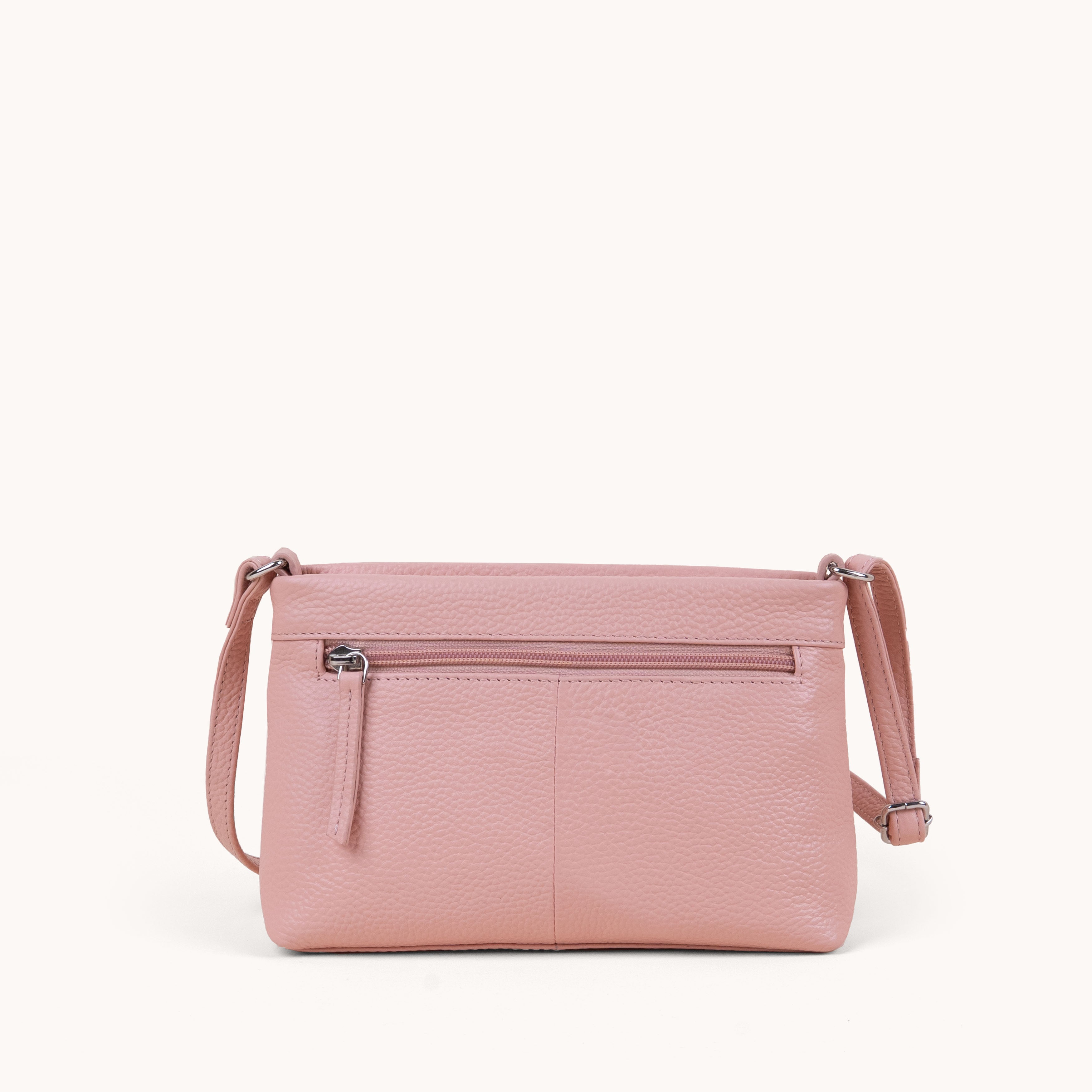 'SANDRA' Peach Pebble Grain Real Leather Crossbody Bag