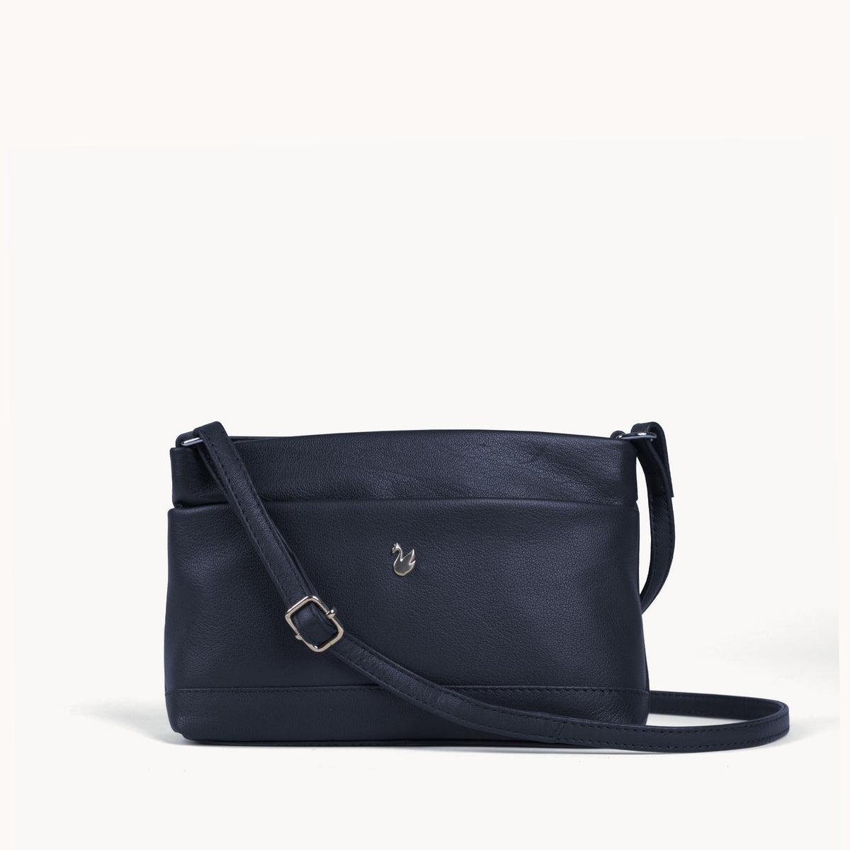 'SANDRA' Navy Soft Nappa Full Grain Real Leather Crossbody Bag