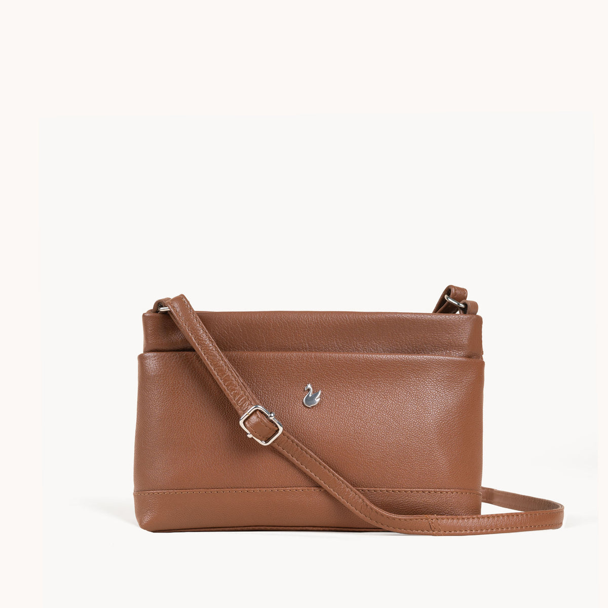 'SANDRA' Tan Soft Nappa Full Grain Real Leather Crossbody Bag