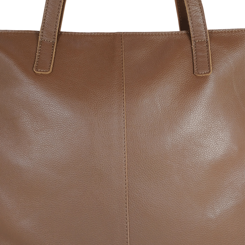 'SIENNA' Tan Croc + Pebble Grain Unlined Leather Tote Bag