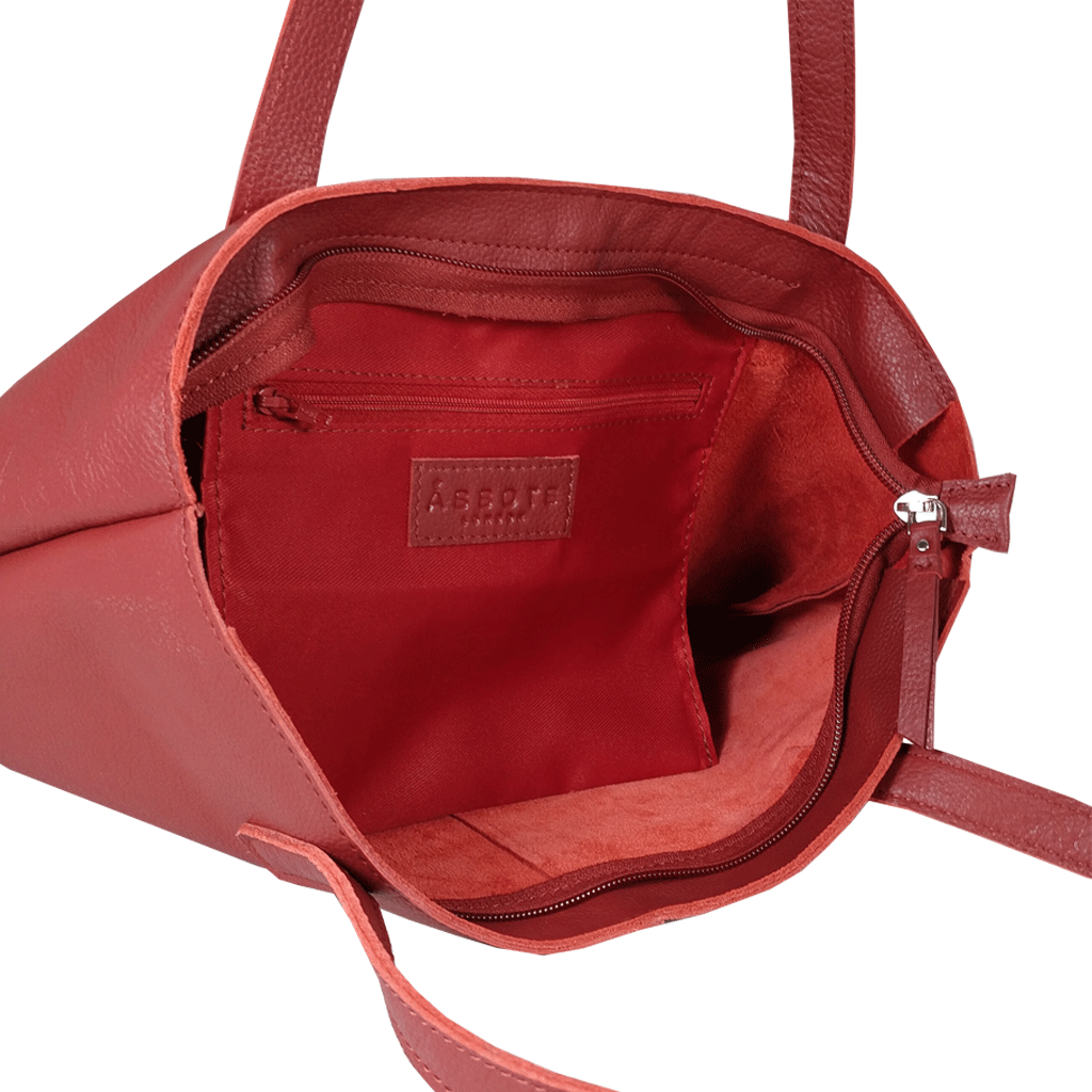 'SIENNA' Paprika Red Croc + Pebble Grain Unlined Leather Tote Bag