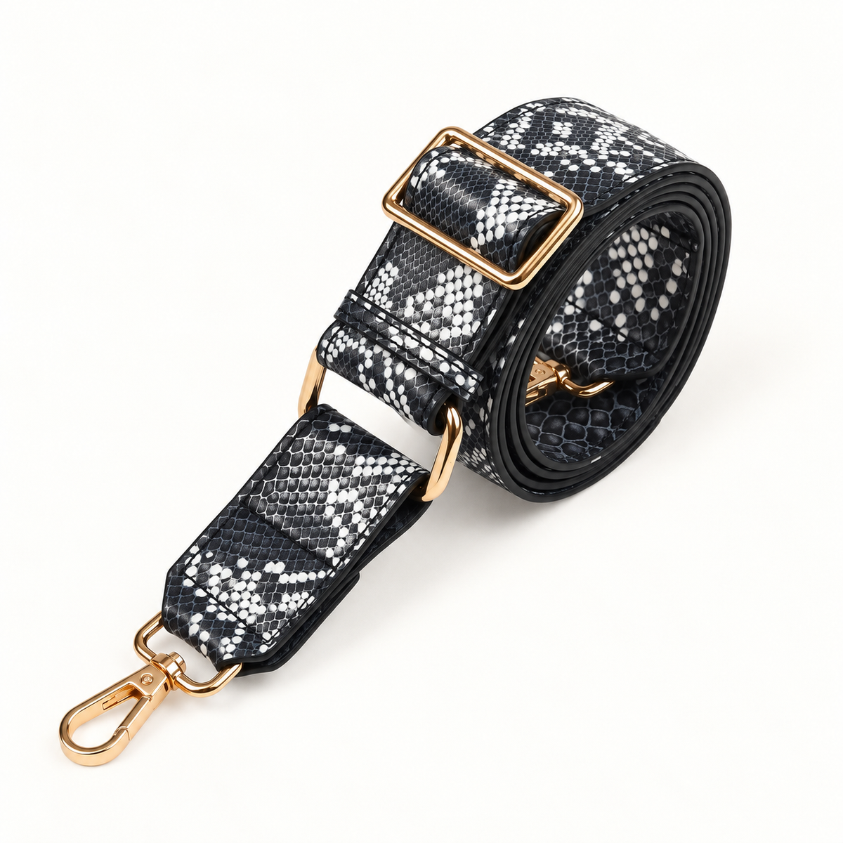 Snake Print Leather Bag Strap