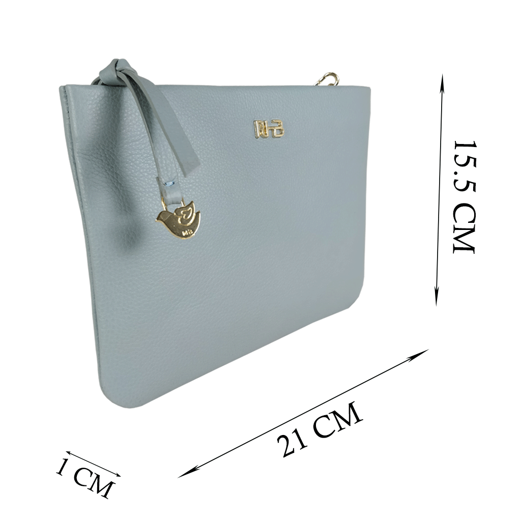 'SOPHIA' Cameo Blue Pebble Grain Zip Top Leather Crossbody Bag