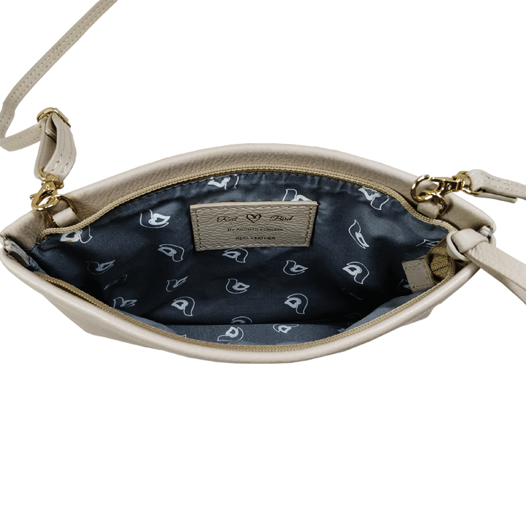 'SOPHIA' Shell Nude Pebble Grain Zip Top Leather Crossbody Bag