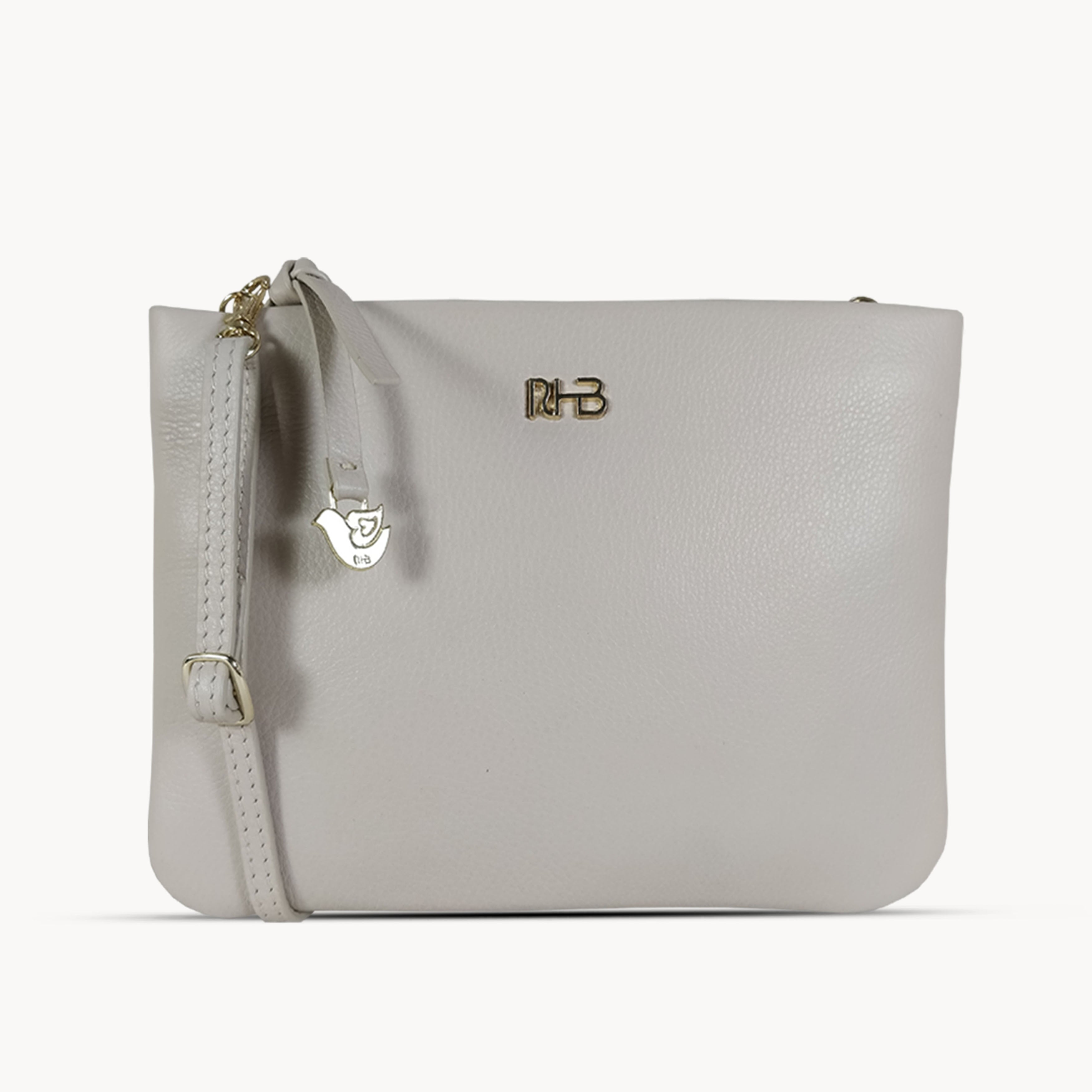 'SOPHIA' Shell Nude Pebble Grain Zip Top Leather Crossbody Bag