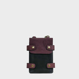 'SPADE' Black & Plum Vintage Leather Bifold Mini Crossbody bag