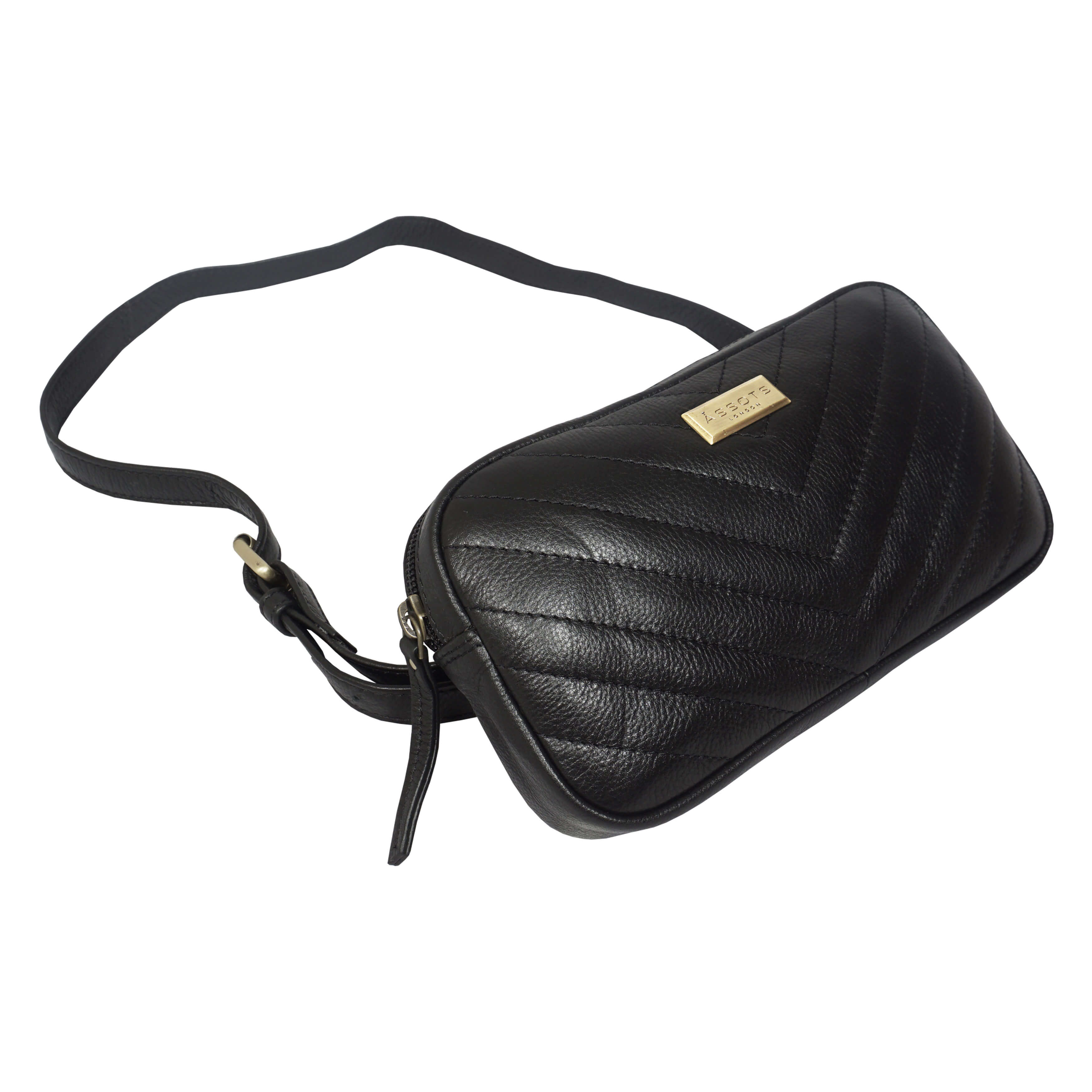 'STELLA' Black Quilted Pebble Grain Leather Bum Belt Bag