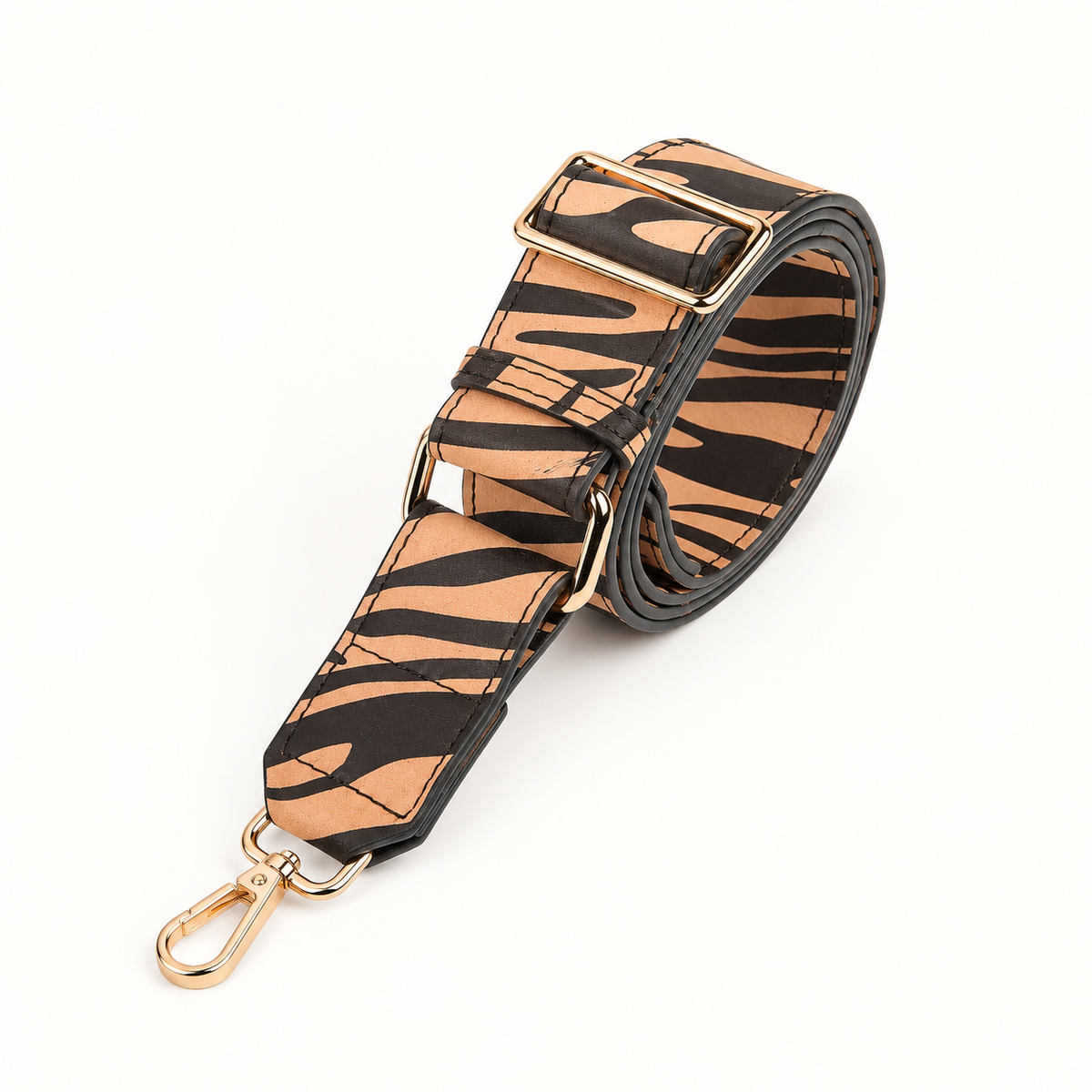 Tiger Print Leather Bag Strap
