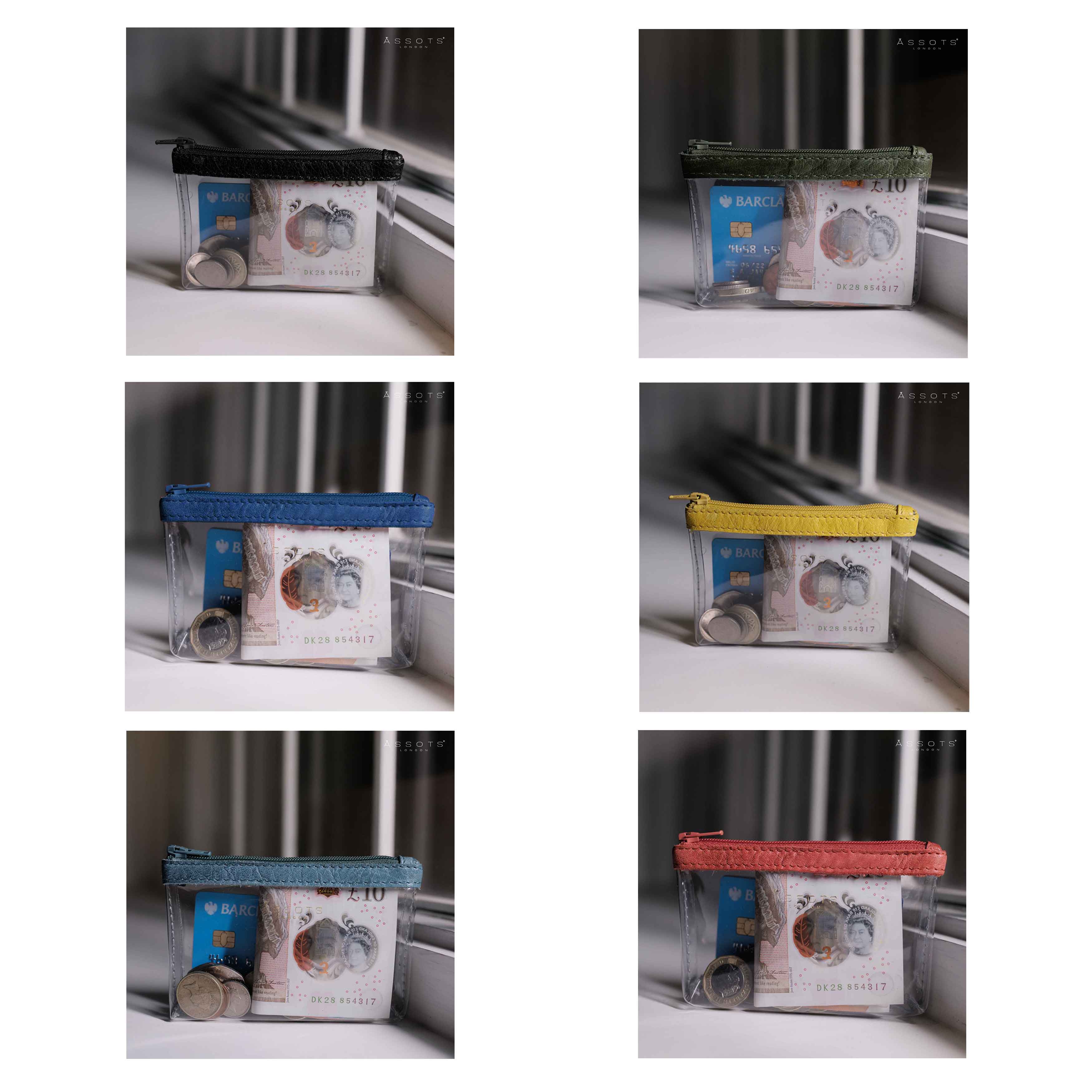 'DINAH' Transparent Zip Top Black Coin Purse