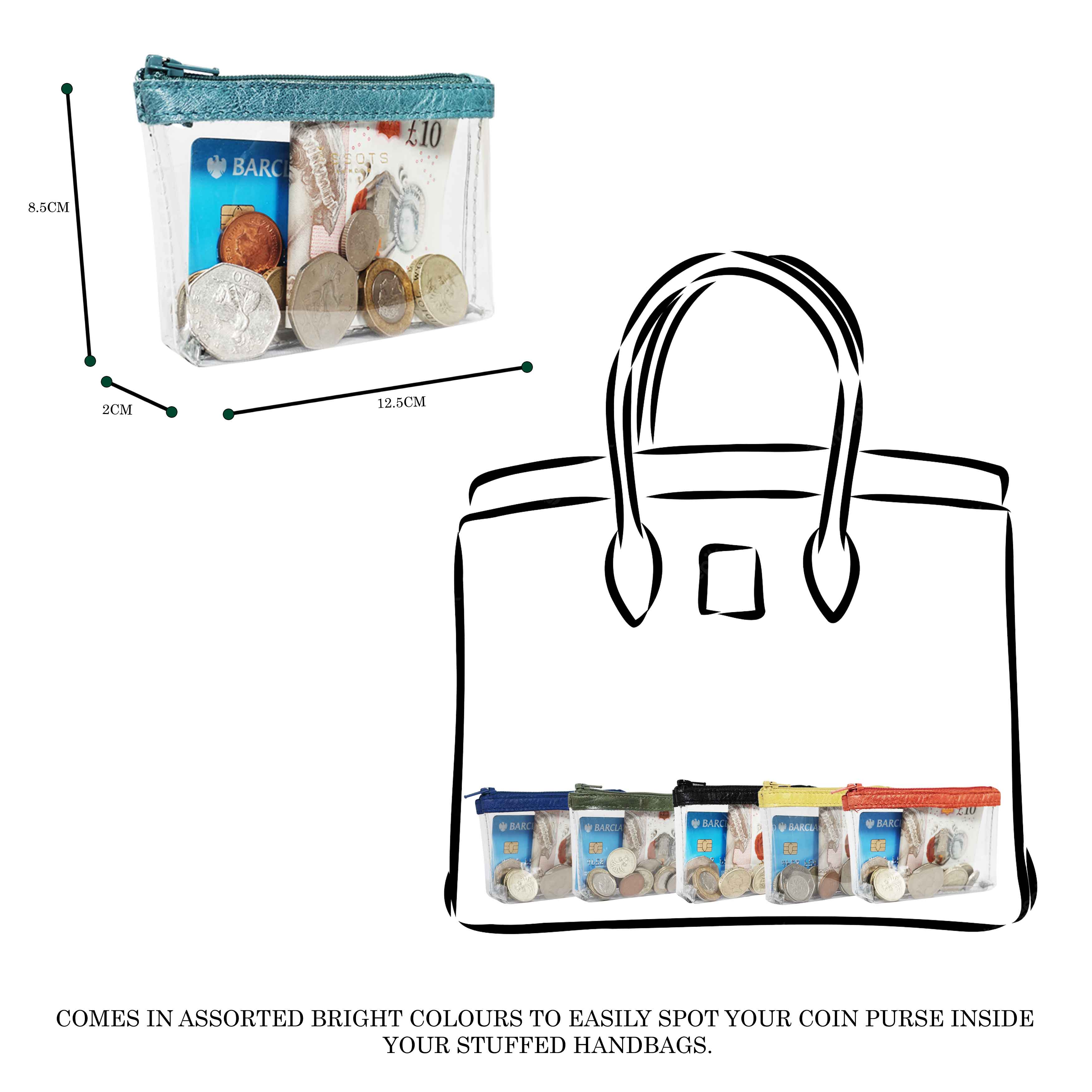 'DINAH' Transparent Zip Top Ocean Blue Coin Purse