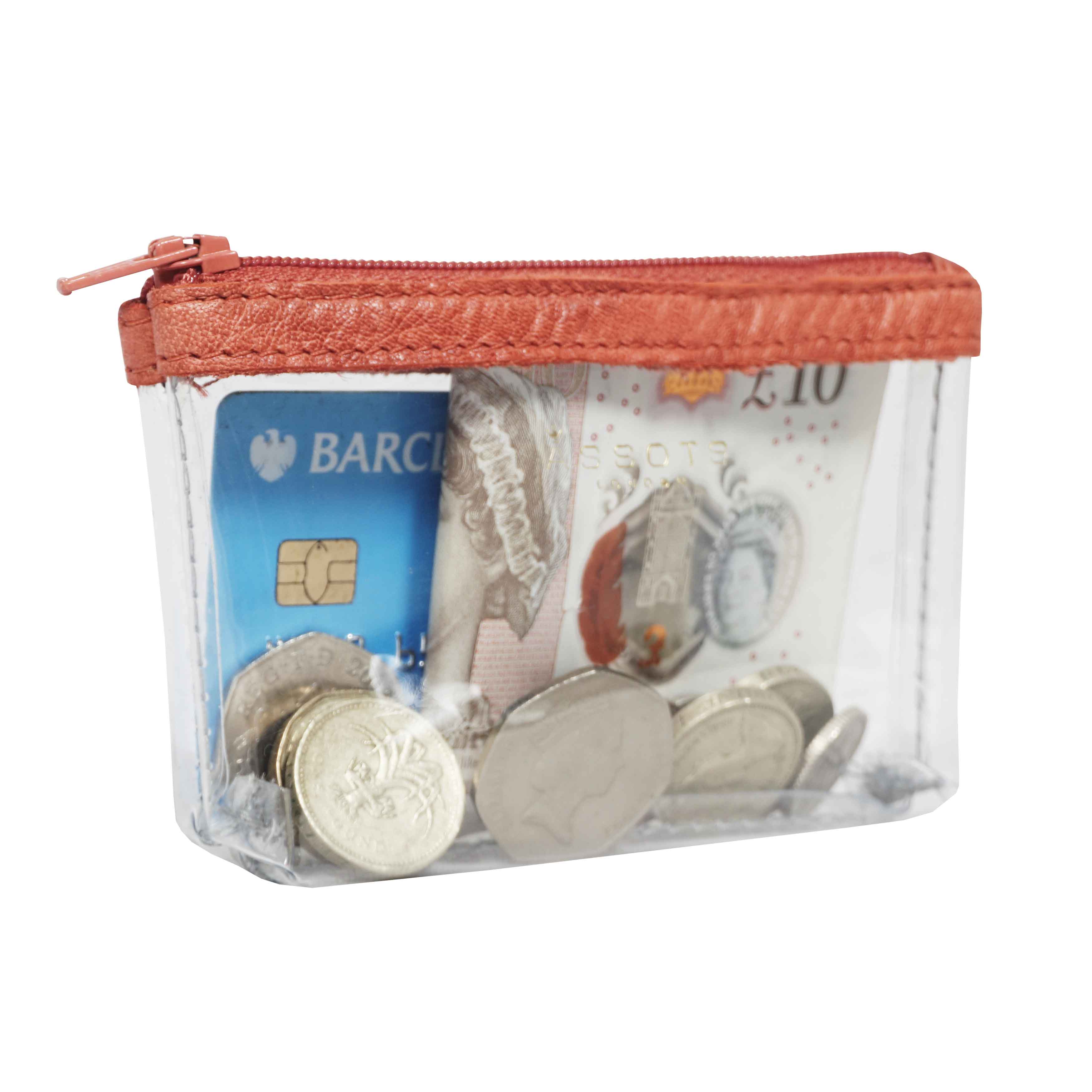 'DINAH' Transparent Zip Top Red Coin Purse