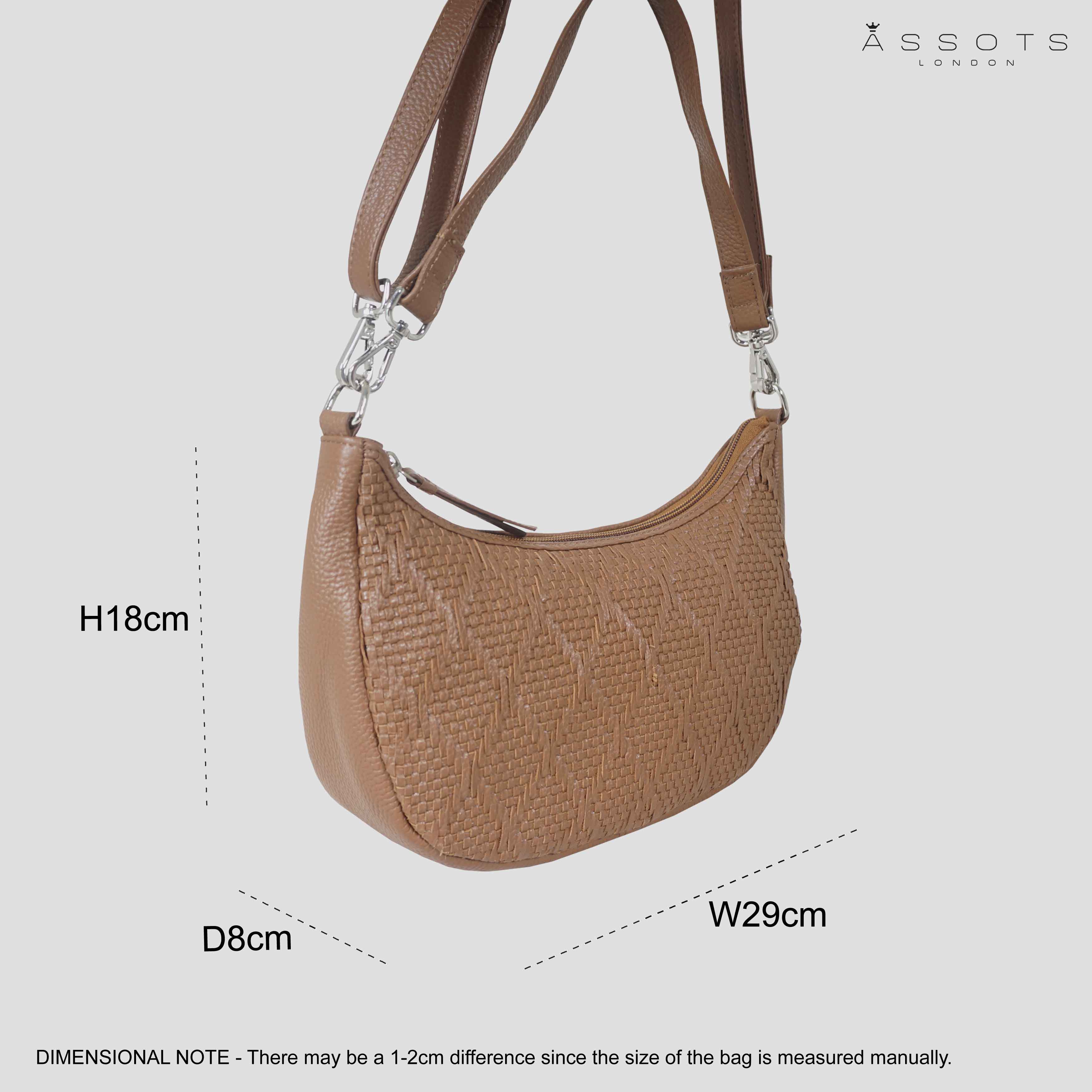 'Wonder Weave' Dark Tan Real Leather Woven Designer Shoulder Crossbody Bag