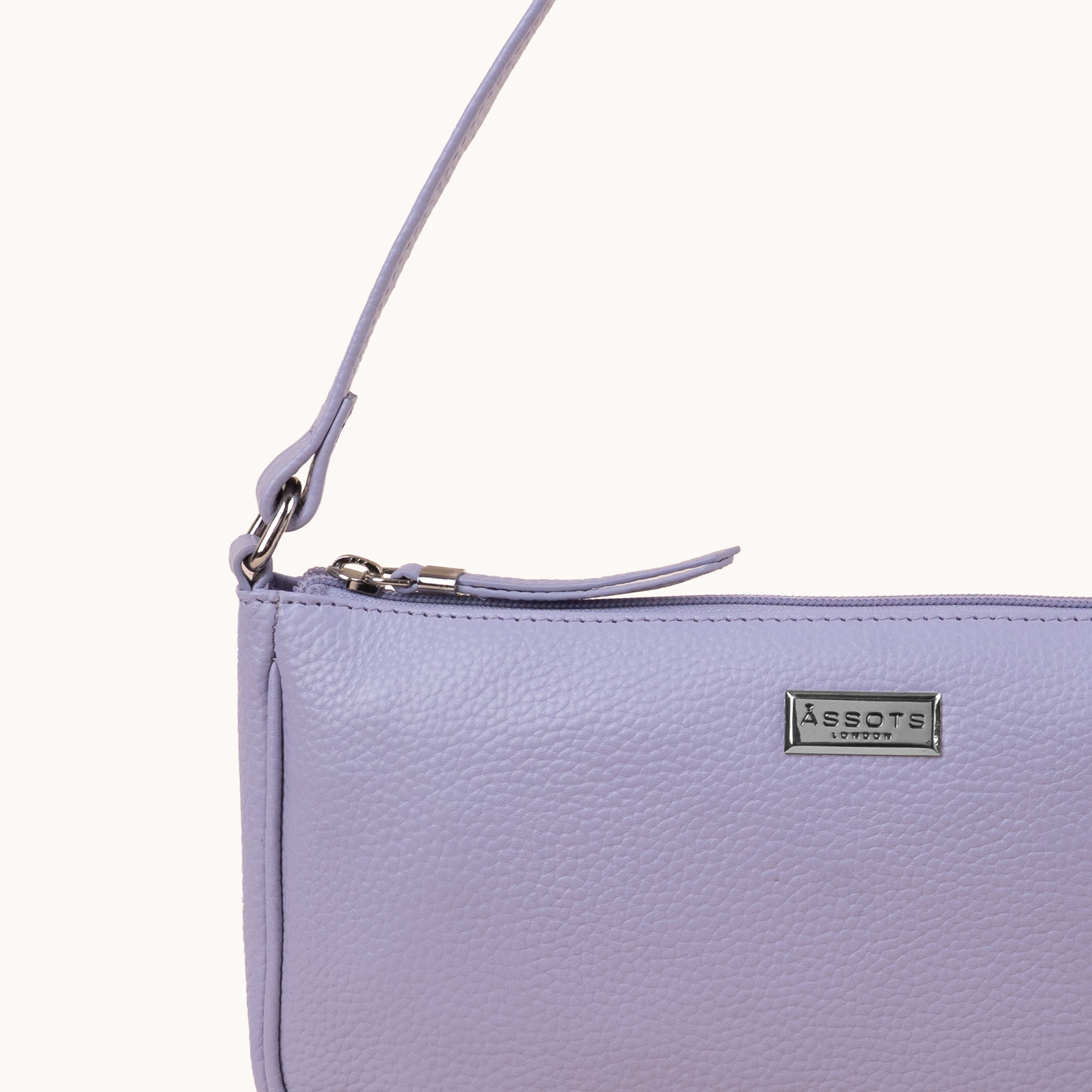 'ZARA' Lilac Pebble Grain Real Leather Shoulder Bag