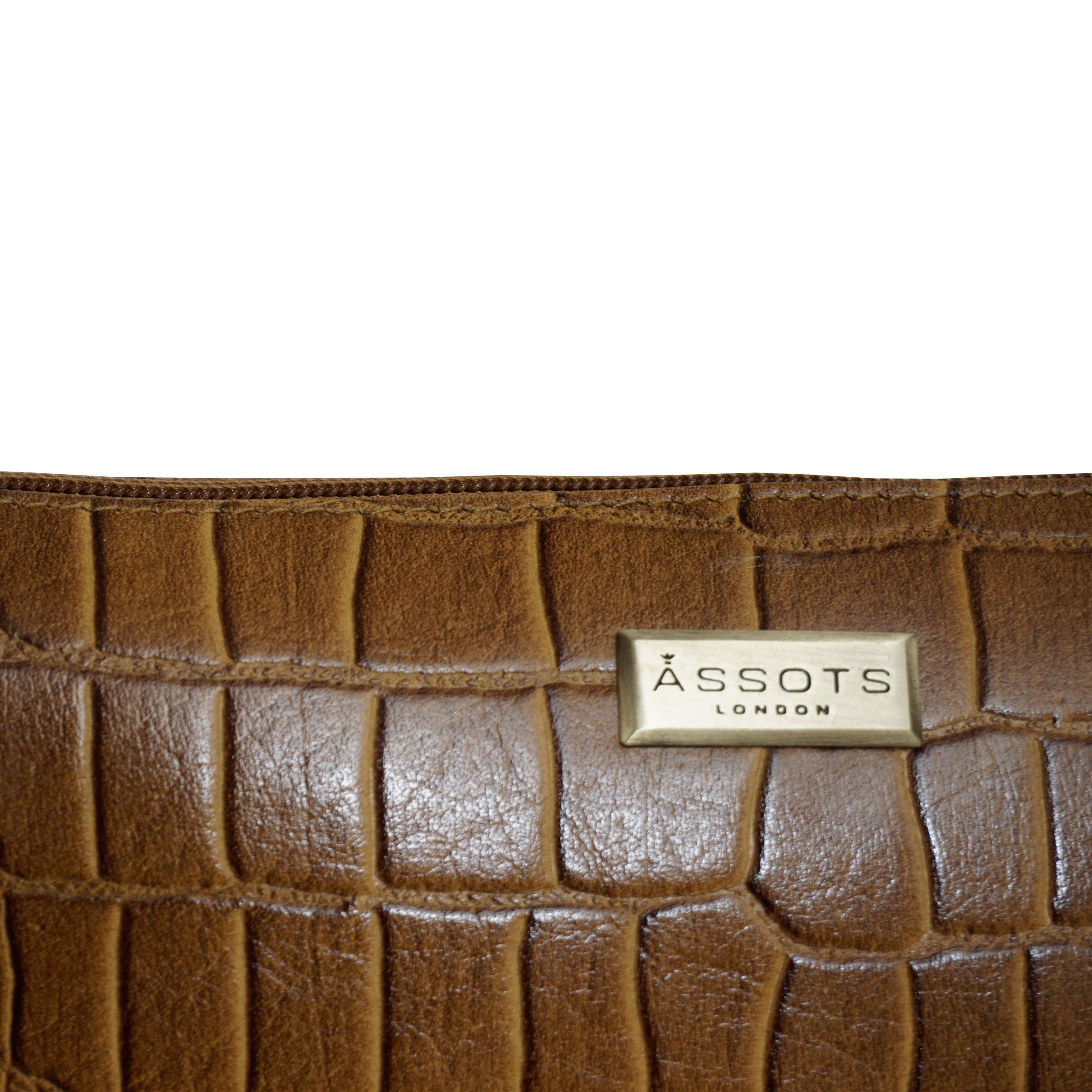 'ZARA' Dark Mustard Croc Real Leather Baguette Shoulder Bag
