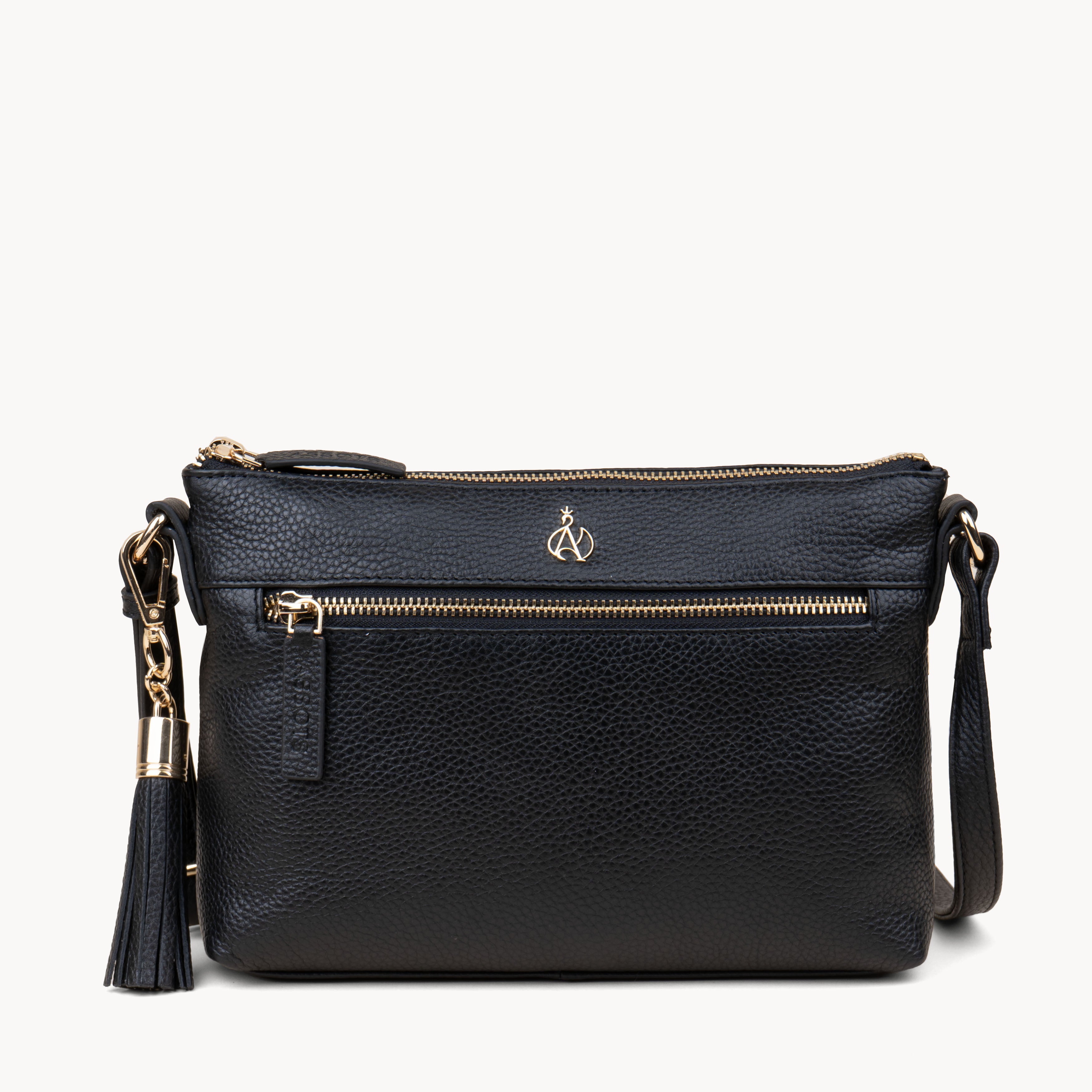 The Black Genuine Leather Gold Tassel