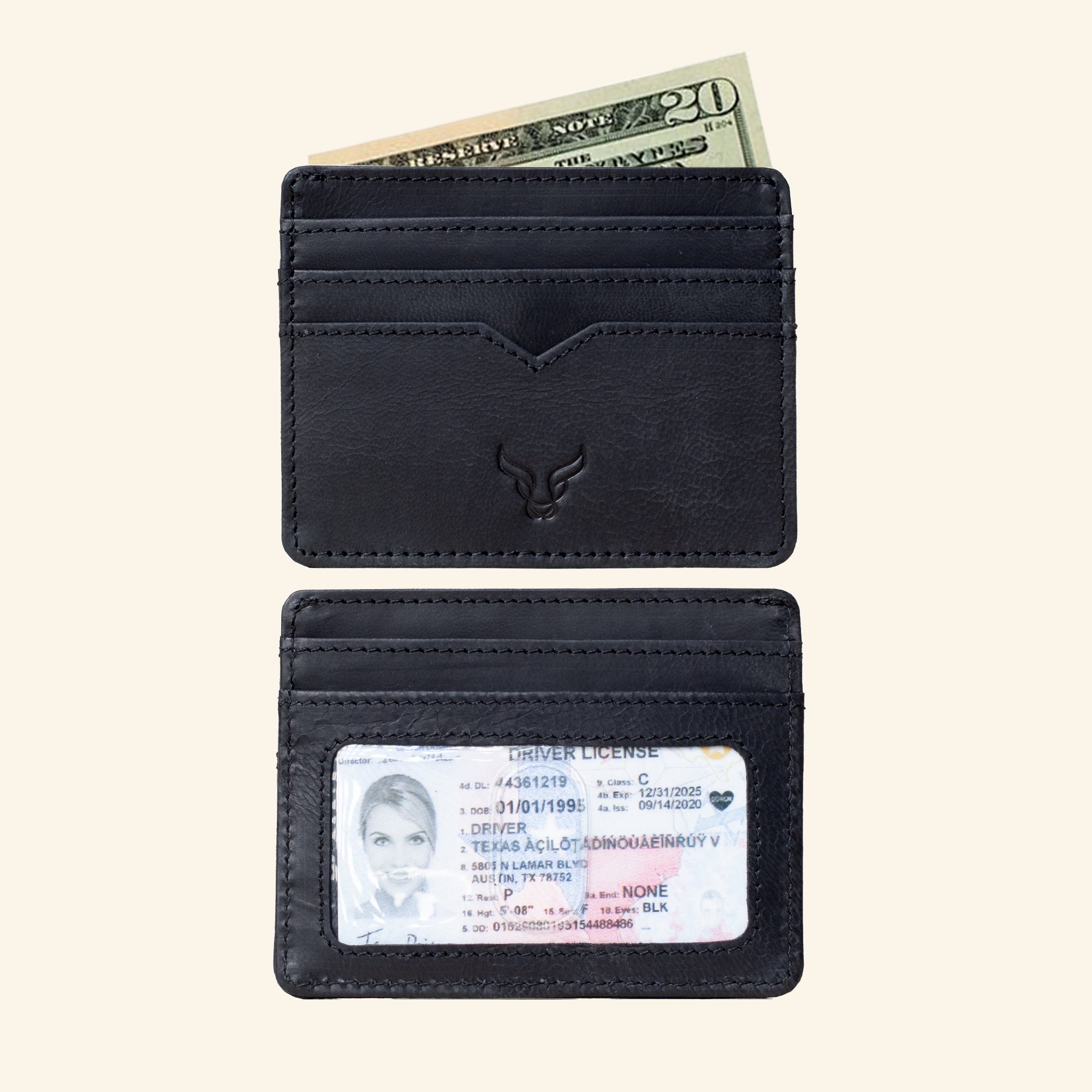 'JILL' Black Real Leather Slim and Minimalistic RFID Protected Cardholder