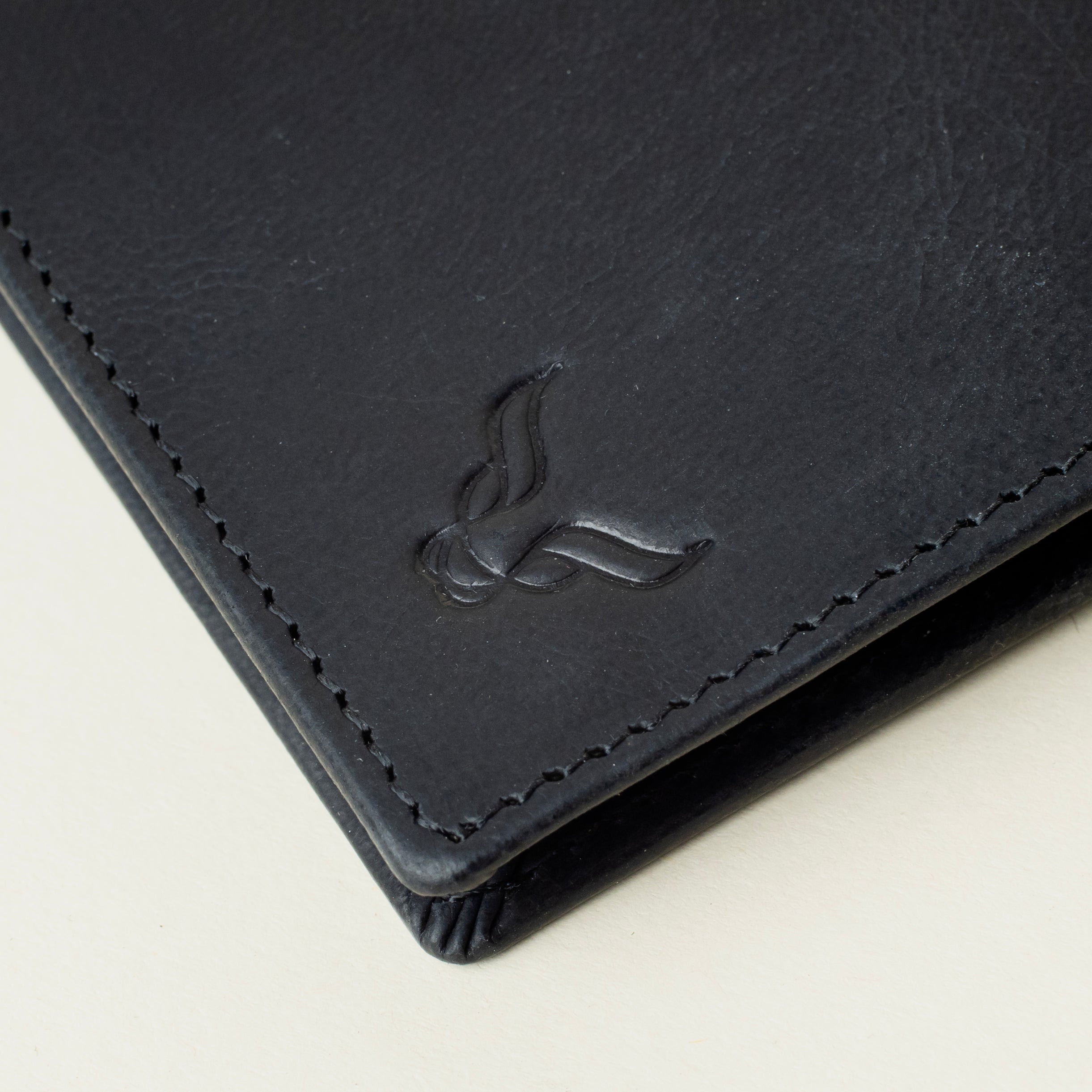 'JACK' Black Real Leather Men's RFID Slim Bifold Wallet