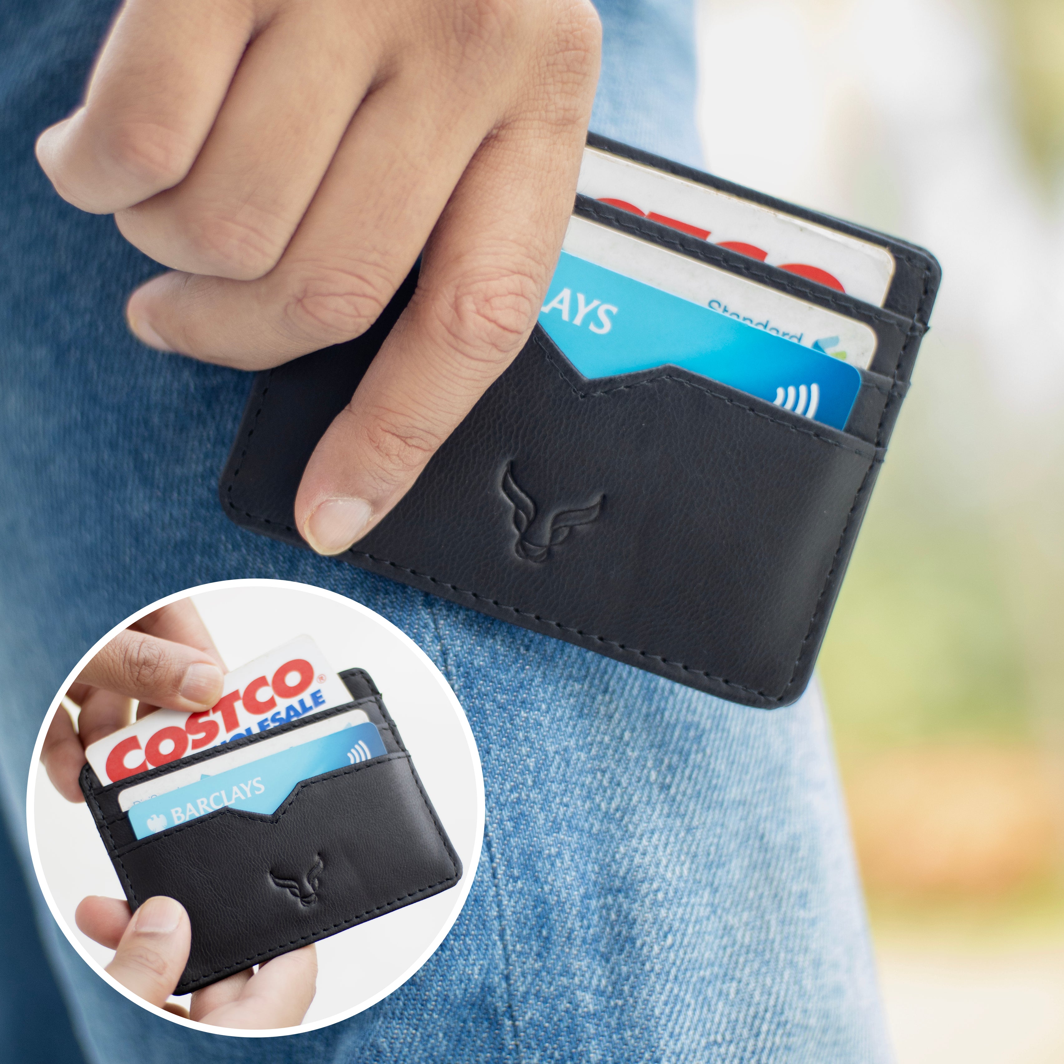 'JILL' Black Real Leather Slim and Minimalistic RFID Protected Cardholder