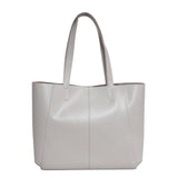 'ADELA' Ice Grey Smooth Real Leather Unlined Designer Tote Bag