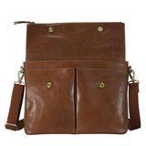 'ALBERT' Dark Tan Vintage Leather Flap-over Satchel Bag