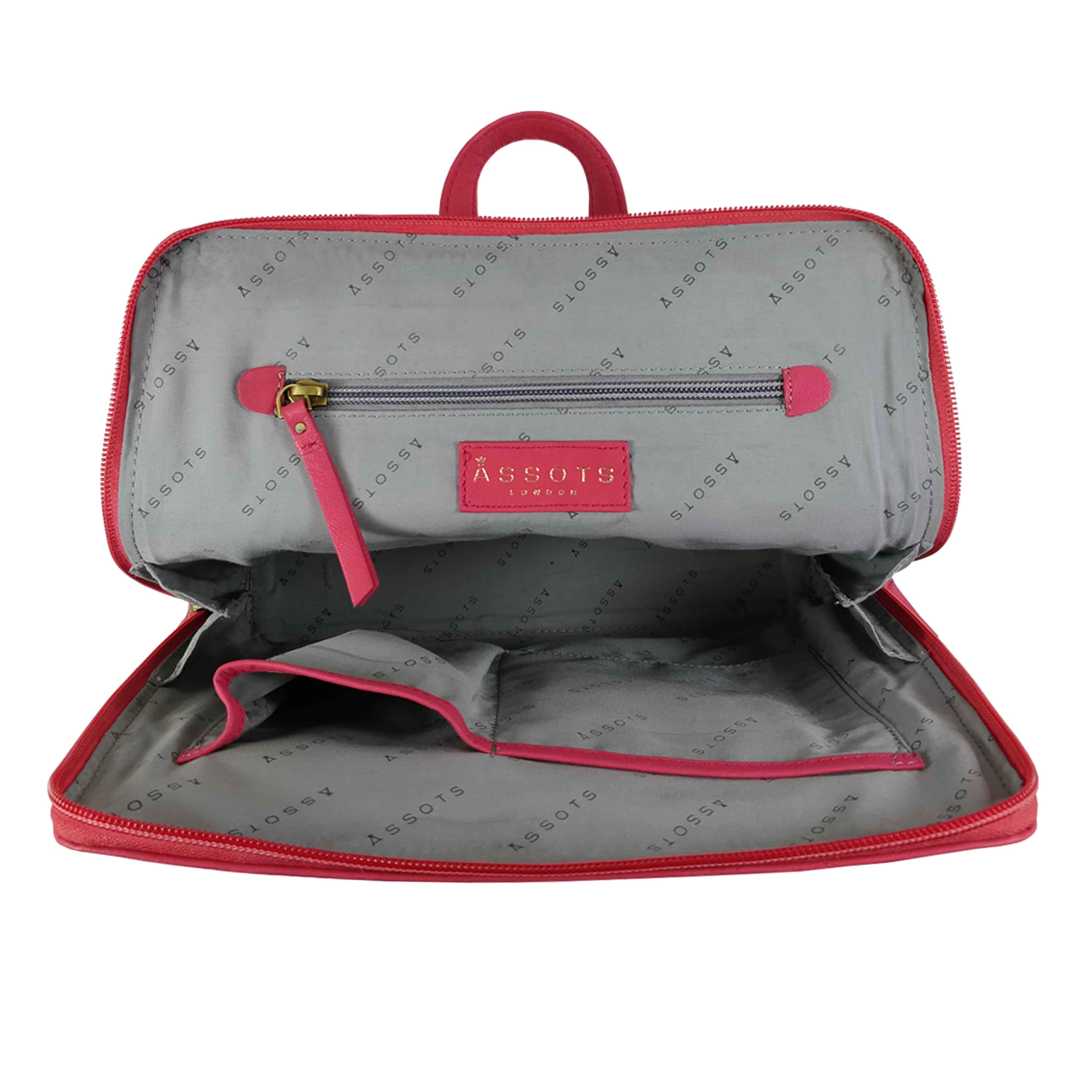 'Apple' Coral Pink Two Way Zip Top Full Grain Leather Backpack