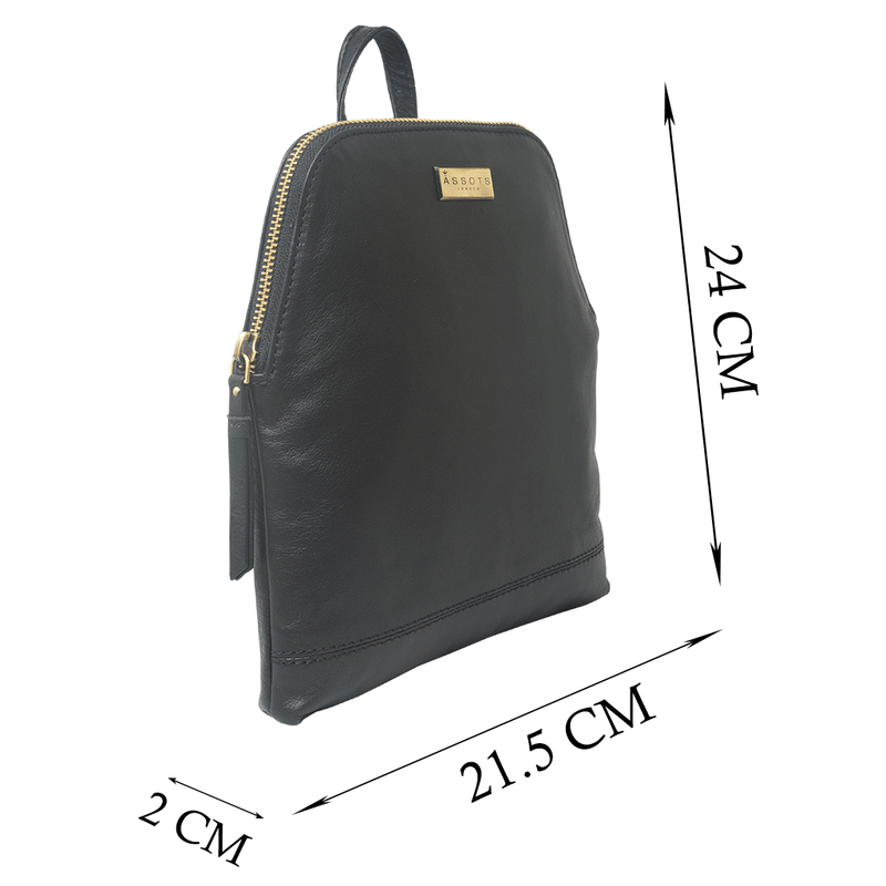 'BELLA' Black Pebble Grain Small Leather Backpack