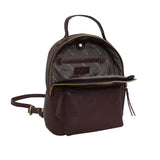 'Betty' Burgundy Zip Top Mini Pebble Grain Leather Backpack