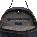 'Betty' Navy Zip Top Mini Pebble Grain Leather Backpack
