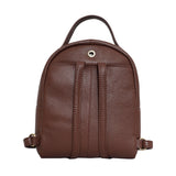 'Betty' Tan Zip Top Mini Pebble Grain Leather Backpack