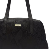 'ELEANOR' Black Snake Print Real Leather Shoulder Bag