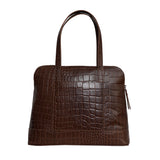 'Eva' Tan Croc Real Leather Designer Unlined Tote Bag